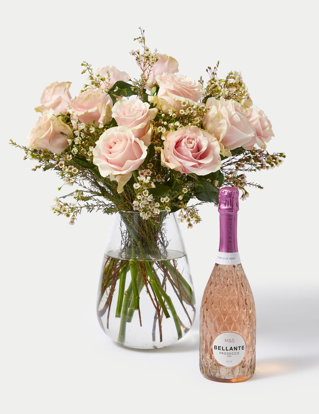 Pastel Pink Rose Bouquet with Prosecco Rosé 3 of 6