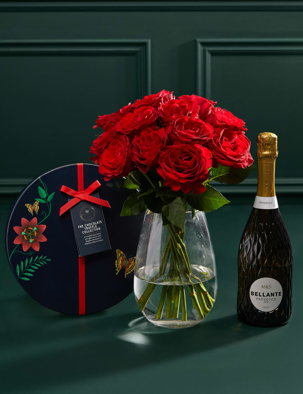 Dozen Red Roses Bouquet with Prosecco & Chocolates 1 of 7