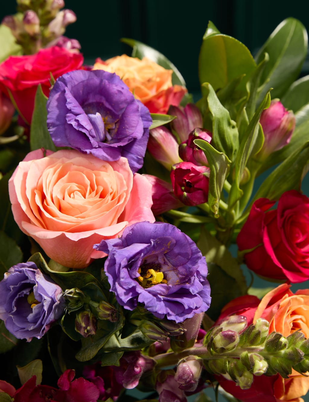 Roses, Lisianthus & Antirrhinum Bright Bouquet with Swiss Chocolates 3 of 6