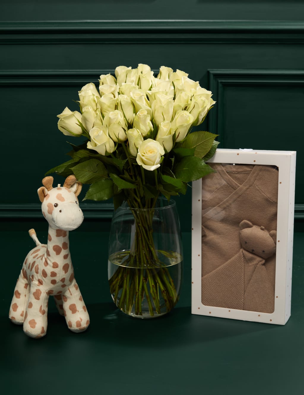 New Baby Rose Bouquet with Baby Set (0-3 months) 1 of 7