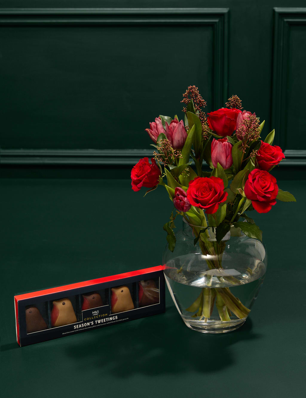 Red Rose & Tulip Bouquet with Collection Seasons Tweetings 1 of 5