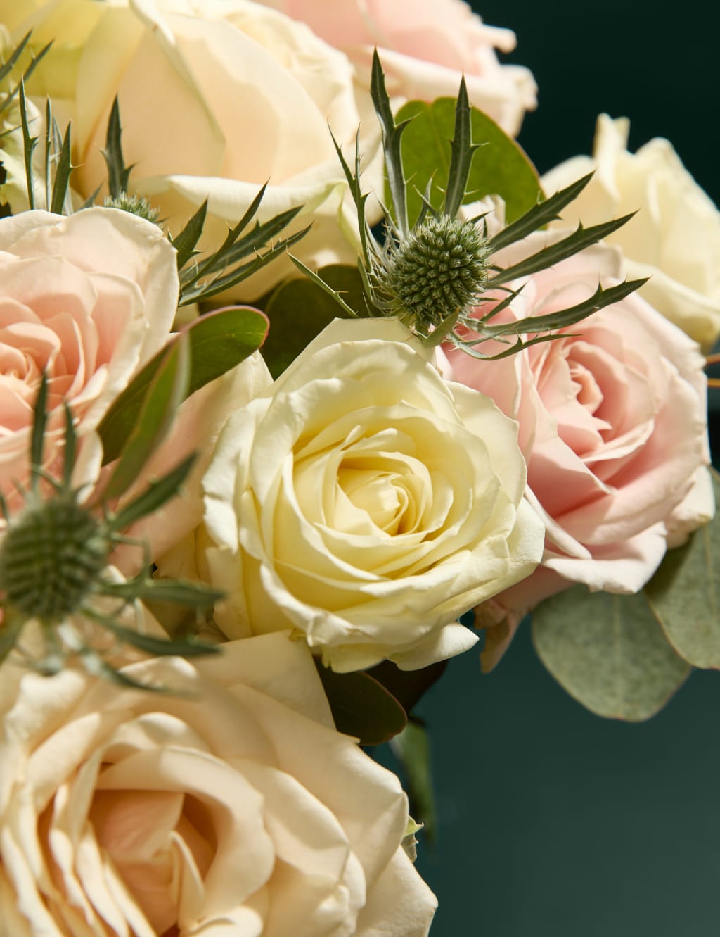 Festive Mixed Rose Christmas Bouquet with Champagne & Caramel Salted Pinecones 3 of 6