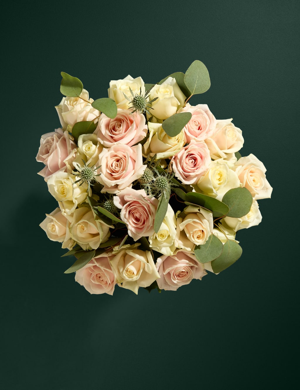 Festive Mixed Rose Christmas Bouquet with Champagne & Caramel Salted Pinecones 2 of 6