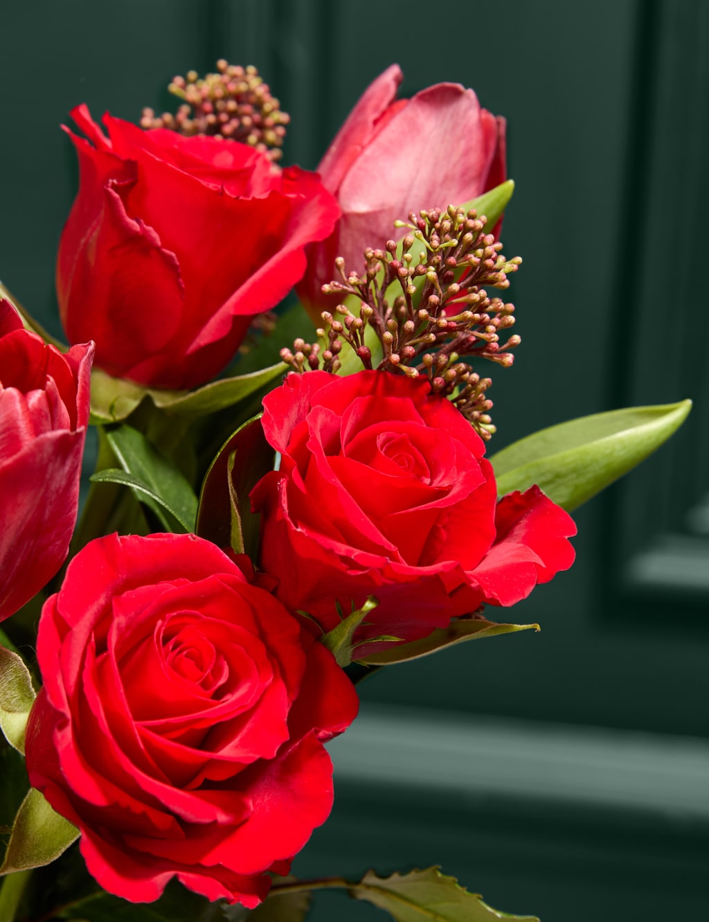 Red Rose & Tulip Bouquet with M&S Petite Patisseries 3 of 5