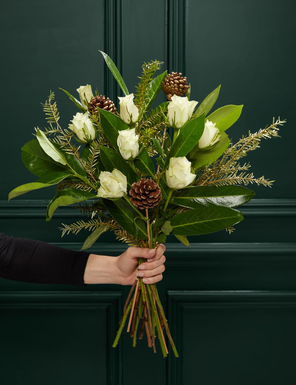 White Christmas Rose & Pinecone 1 of 4