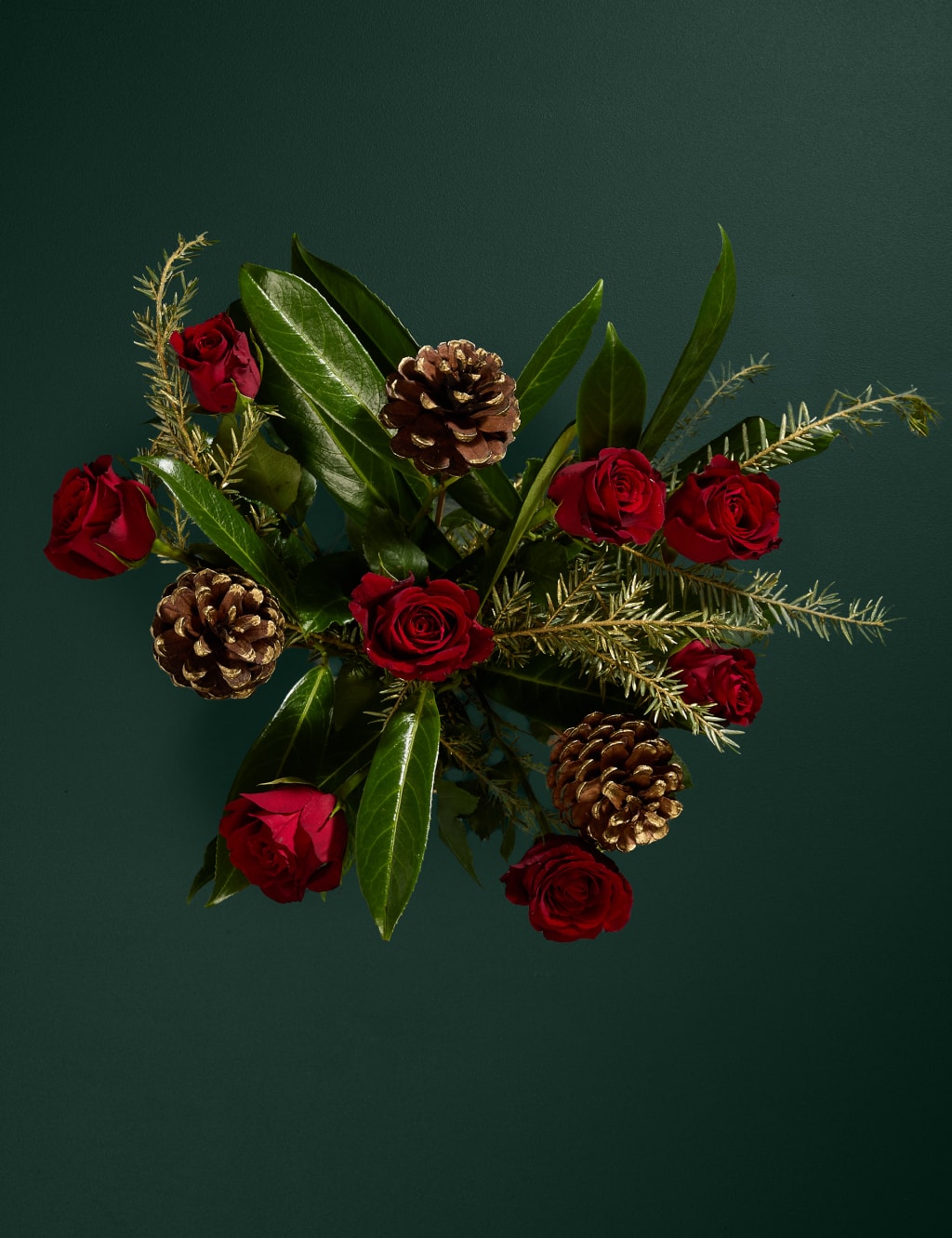 Red Christmas Rose & Pinecone Bouquet 2 of 3