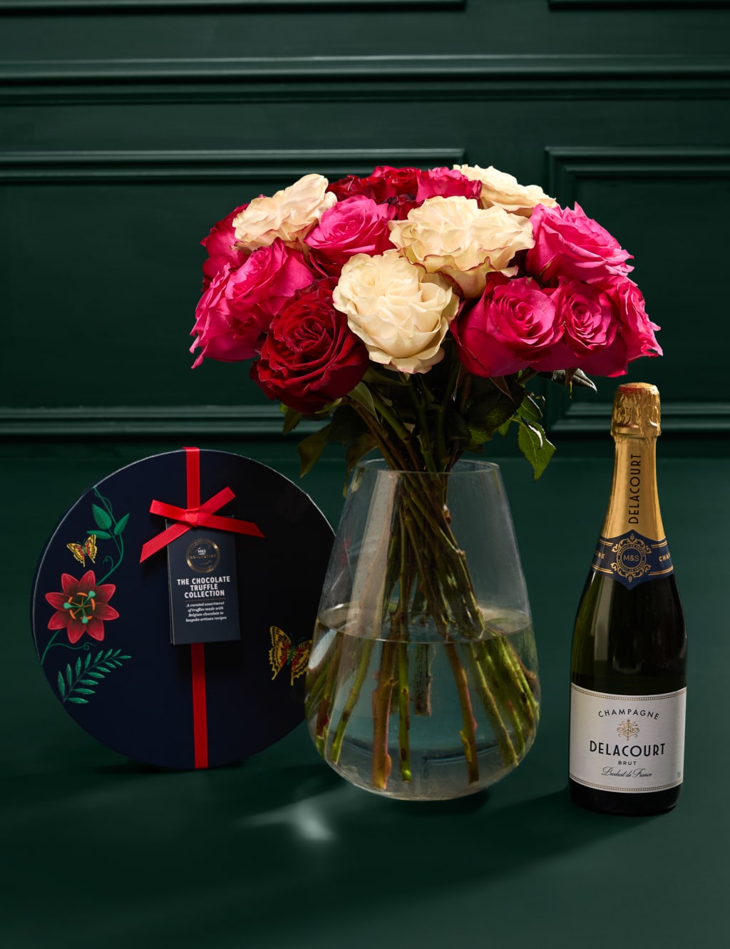 Mixed Rose Bouquet with Chocolates & Champagne 1 of 7