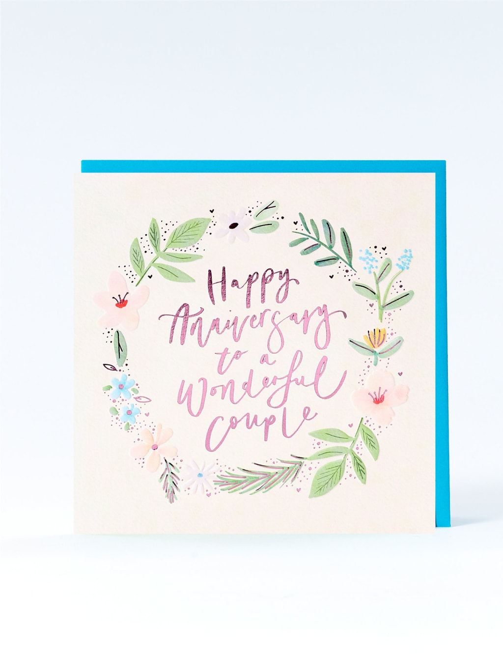 Floral Wreath Anniversary Card For Them 1 of 1