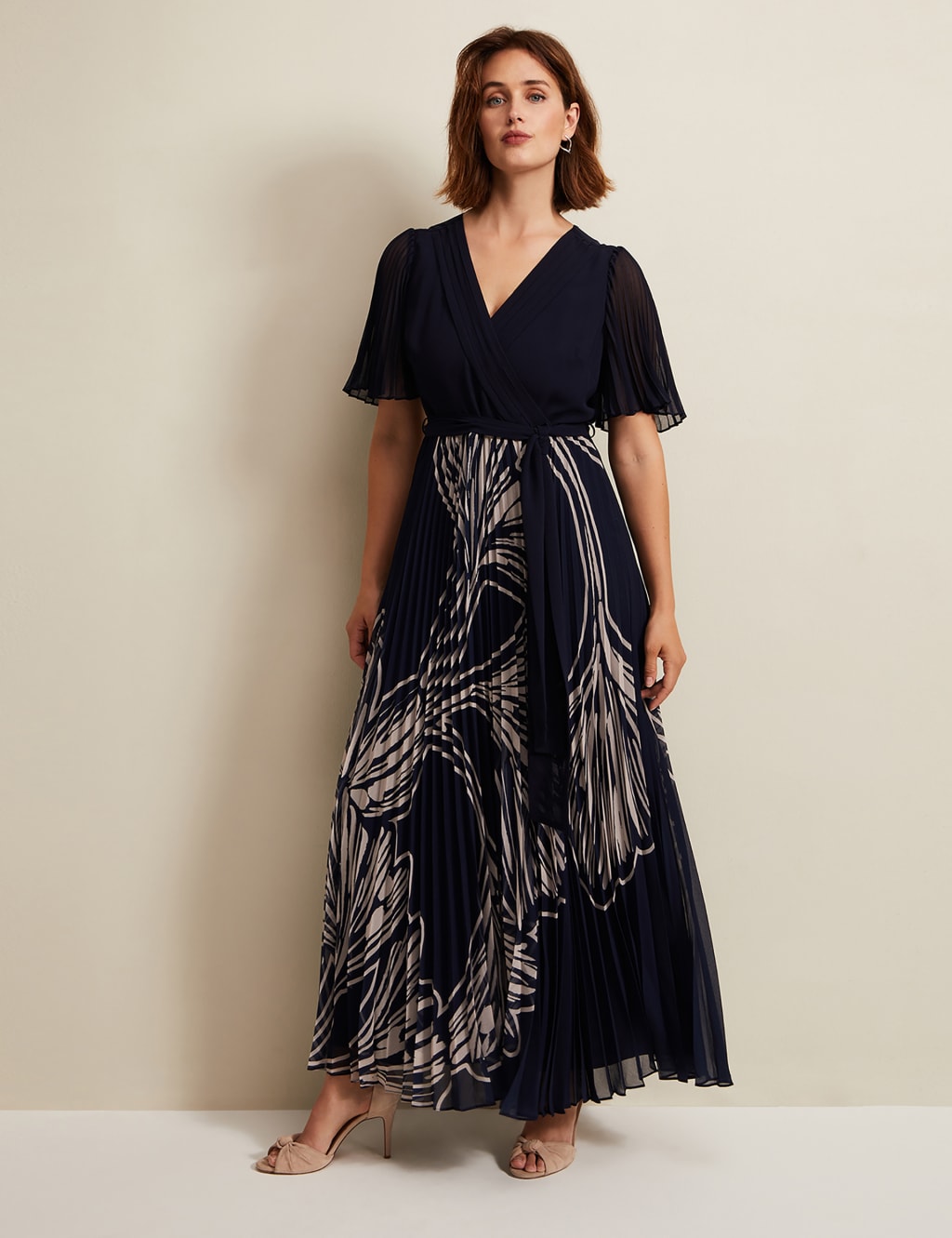 Floral V-Neck Angel Sleeve Maxi Wrap Dress 1 of 6