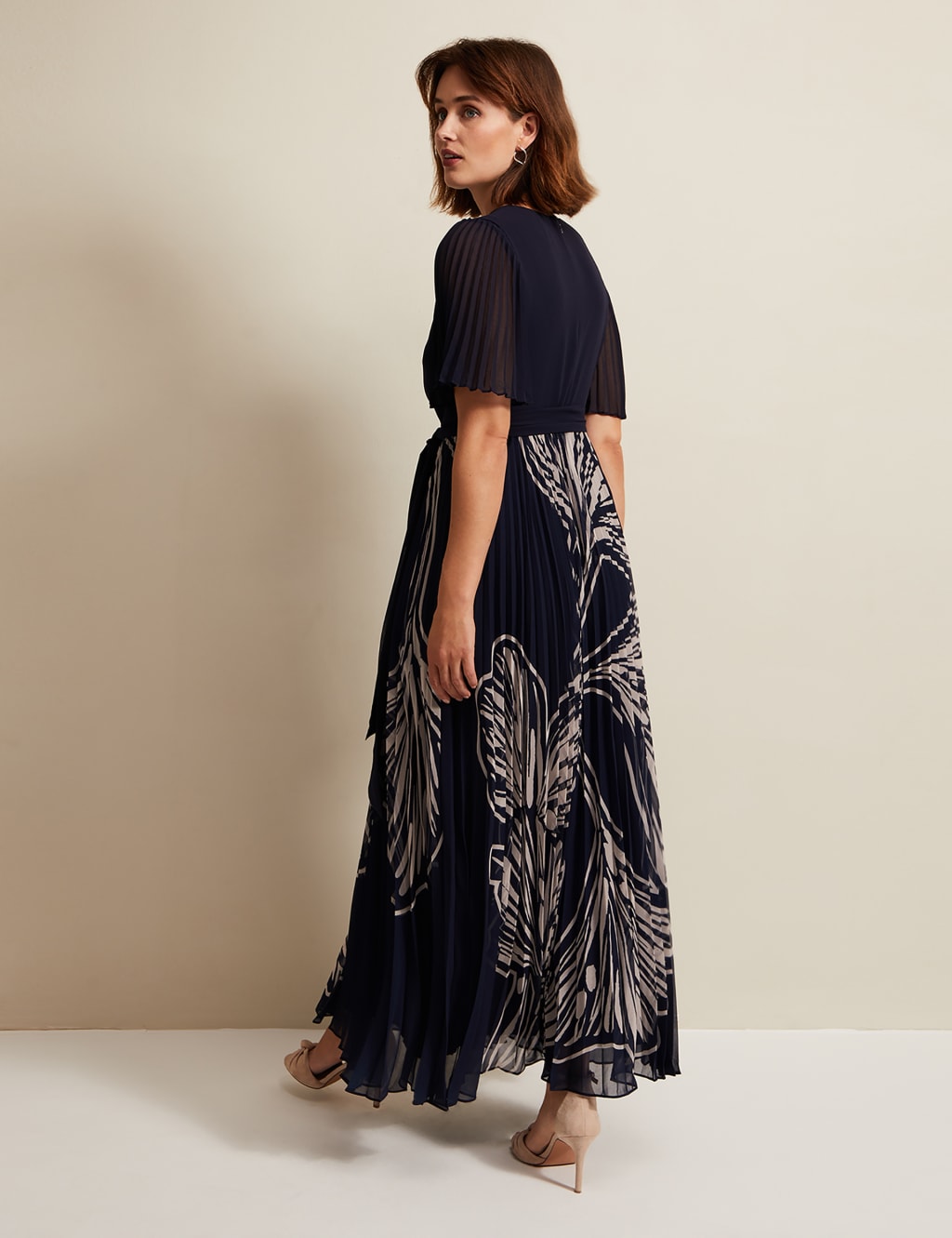 Floral V-Neck Angel Sleeve Maxi Wrap Dress 4 of 6