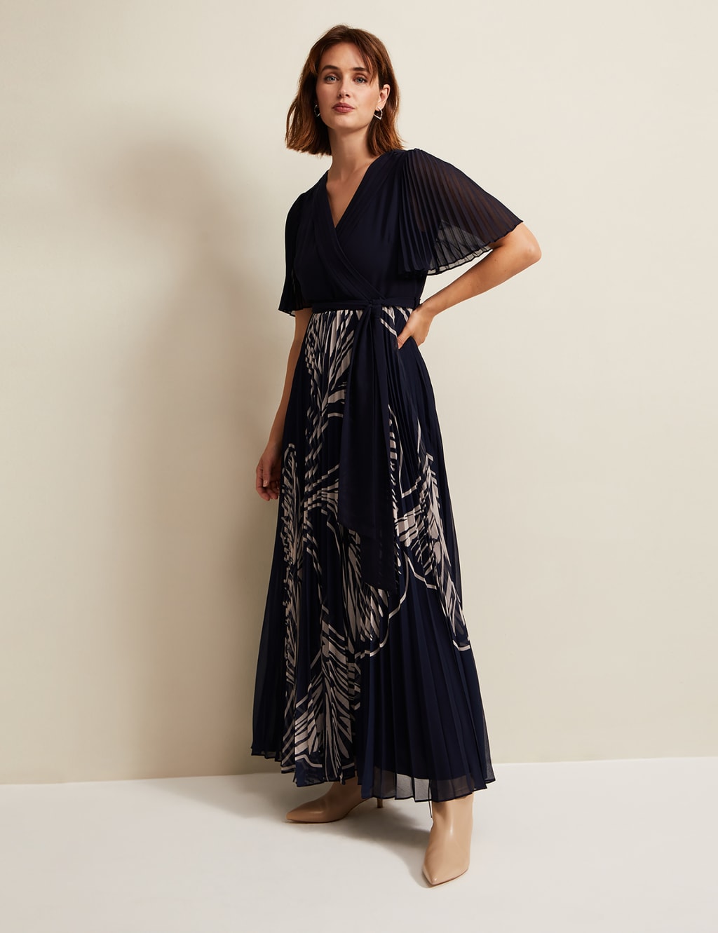 Floral V-Neck Angel Sleeve Maxi Wrap Dress 6 of 6