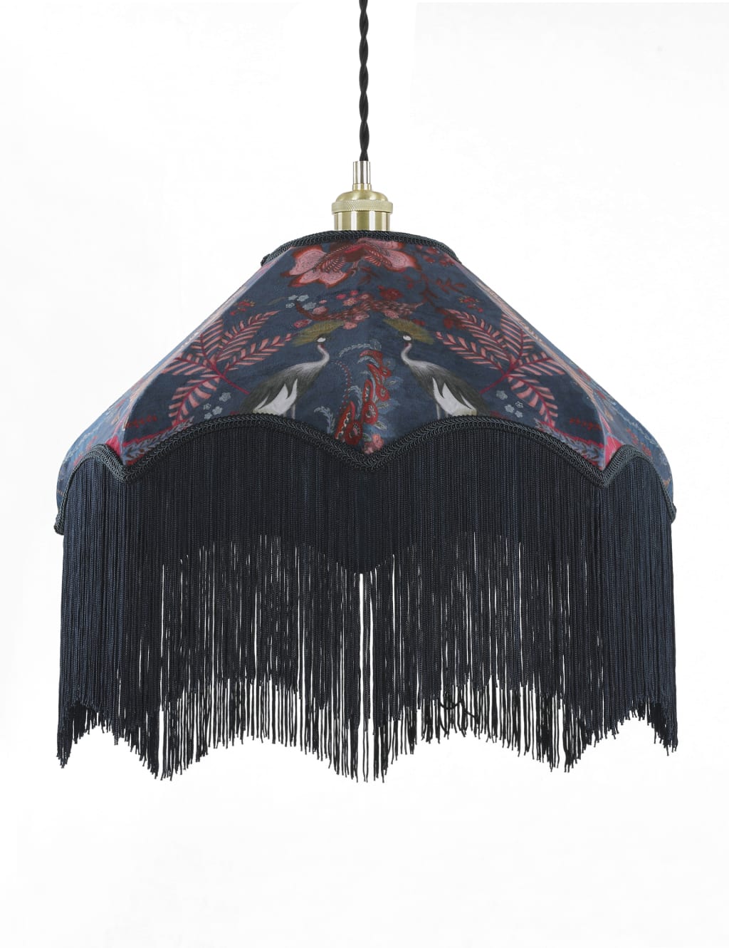 Velvet Printed Fringed Ceiling Lamp Shade M S Collection M S