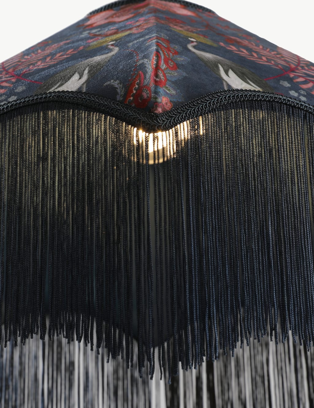Velvet Printed Fringed Ceiling Lamp Shade 4 of 5