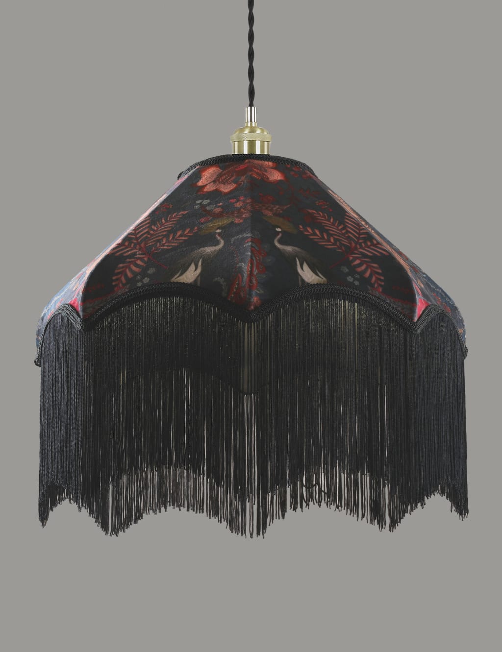 Velvet Printed Fringed Ceiling Lamp Shade 5 of 5