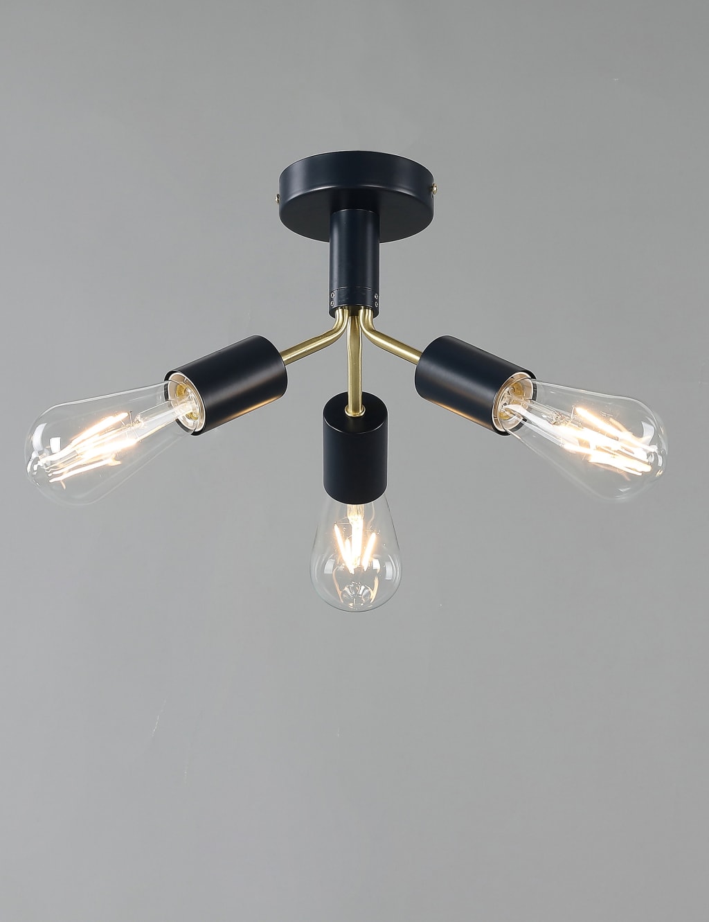 Exposed Bulb 3 Light Flush Ceiling Light 8 of 8