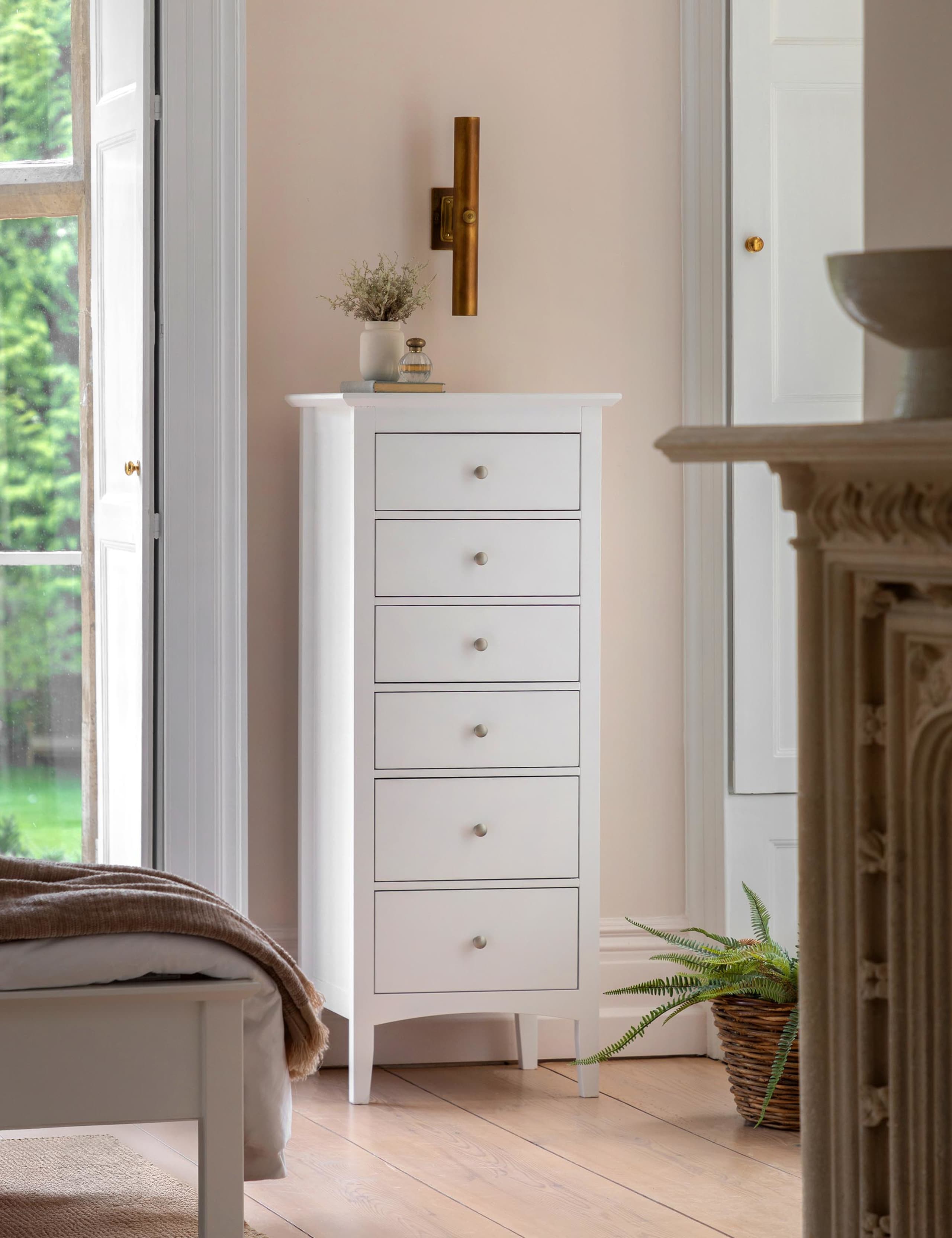 Hastings White Tall 6 Drawer Chest 1 of 8