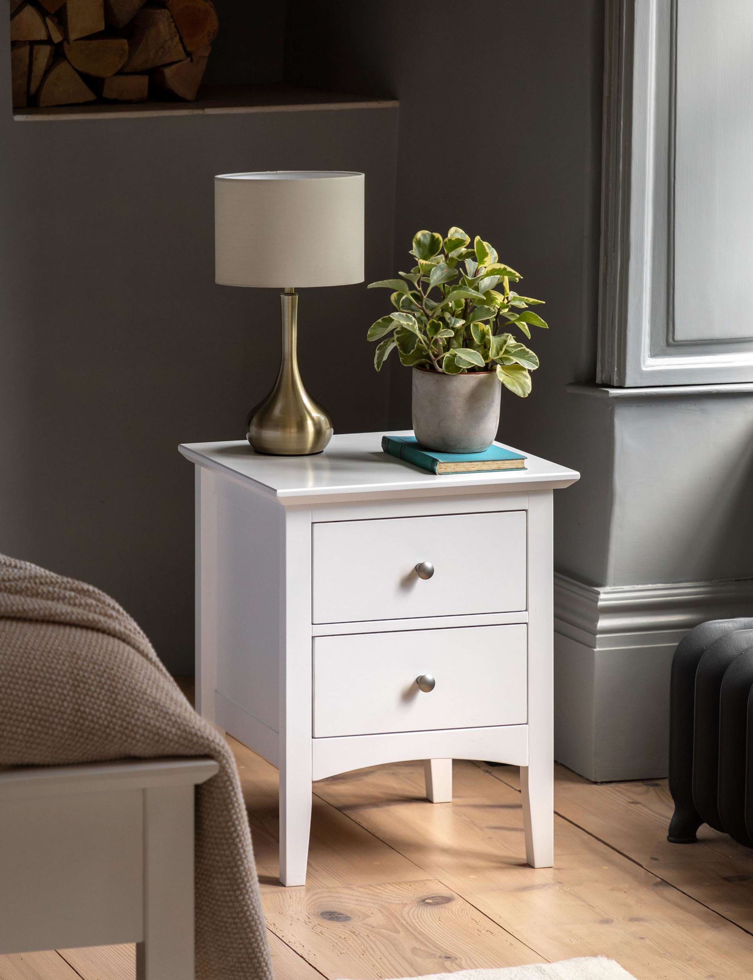 Hastings White 2 Drawer Bedside Table 1 of 8