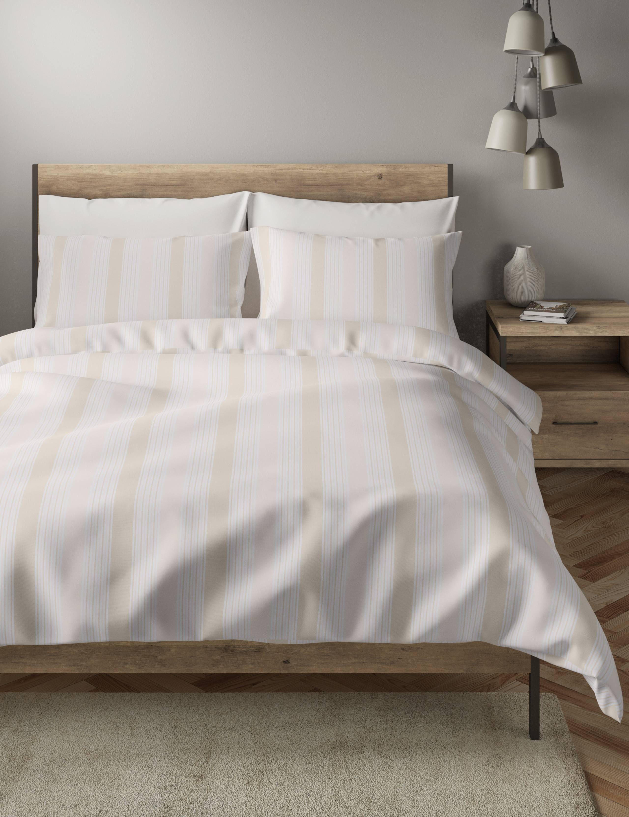 Cotton Rich Striped Bedding Set 1 of 4