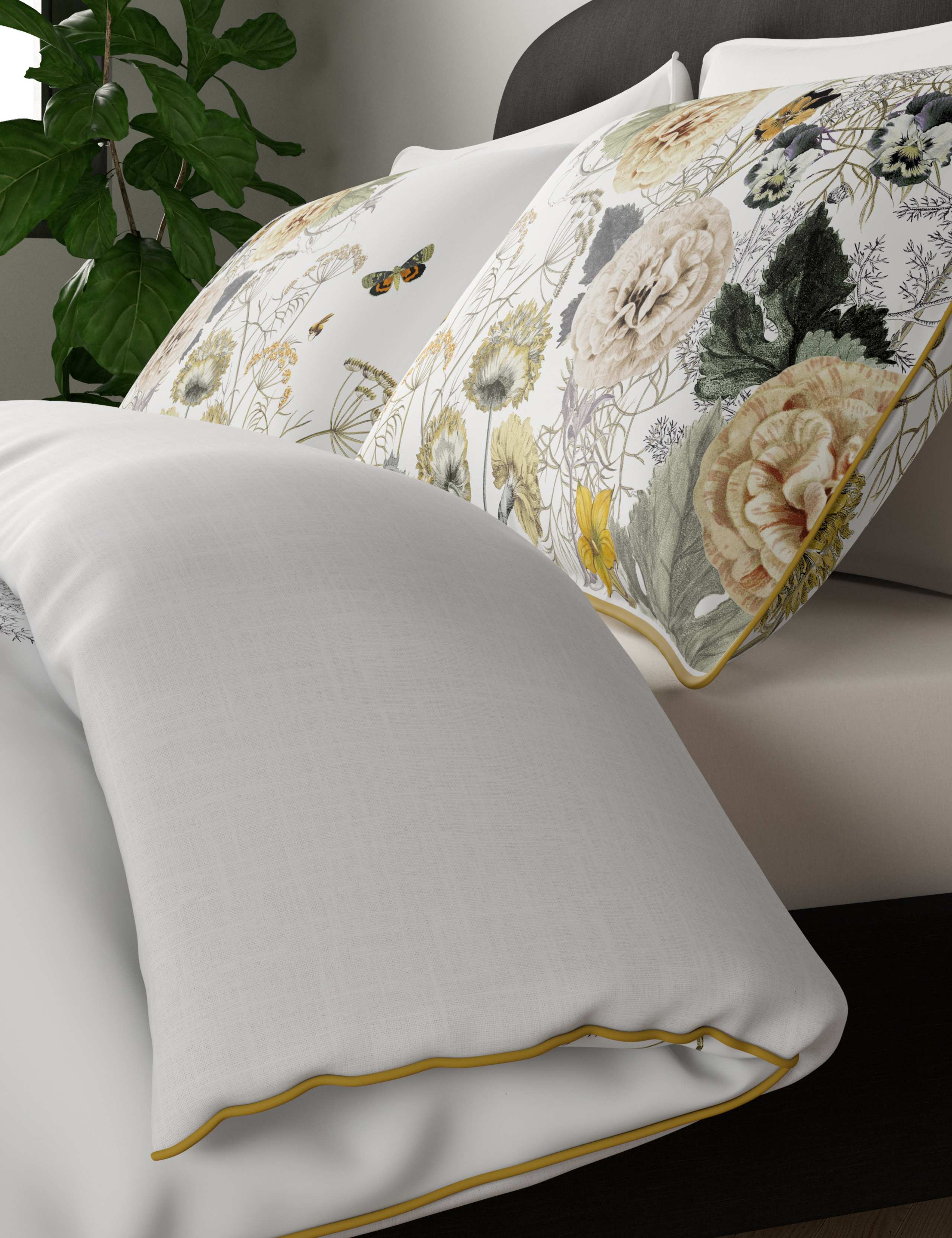 Pure Cotton Floral Piped Edge Bedding Set 3 of 4