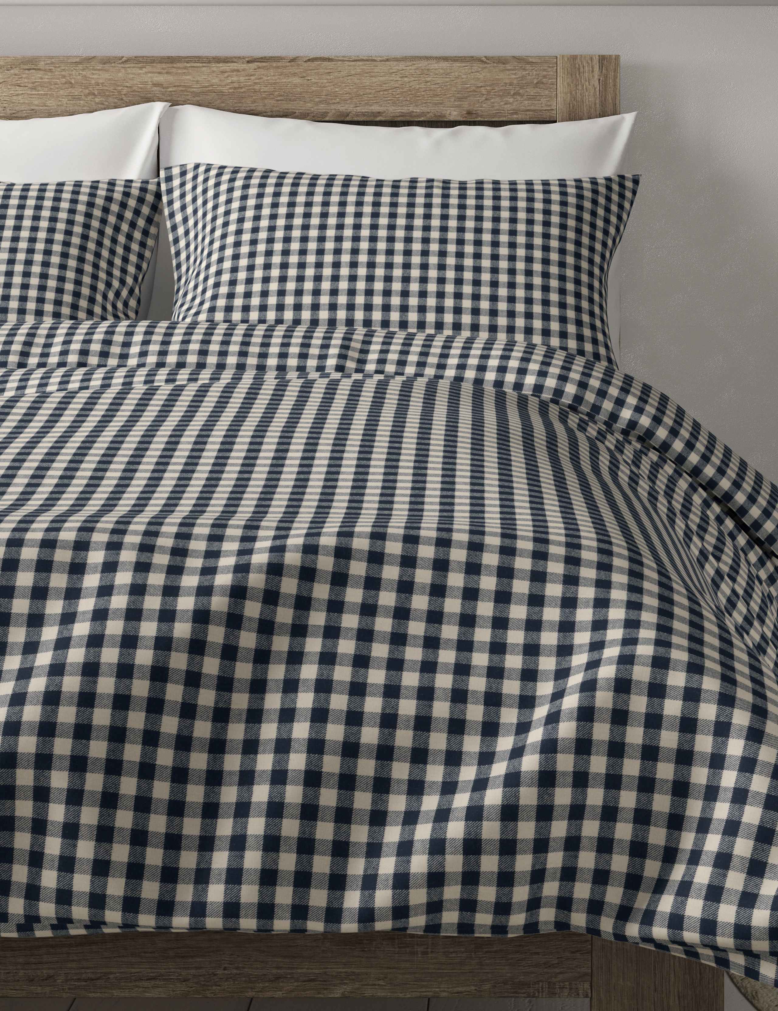 Brushed Cotton Gingham Bedding Set 4 of 4
