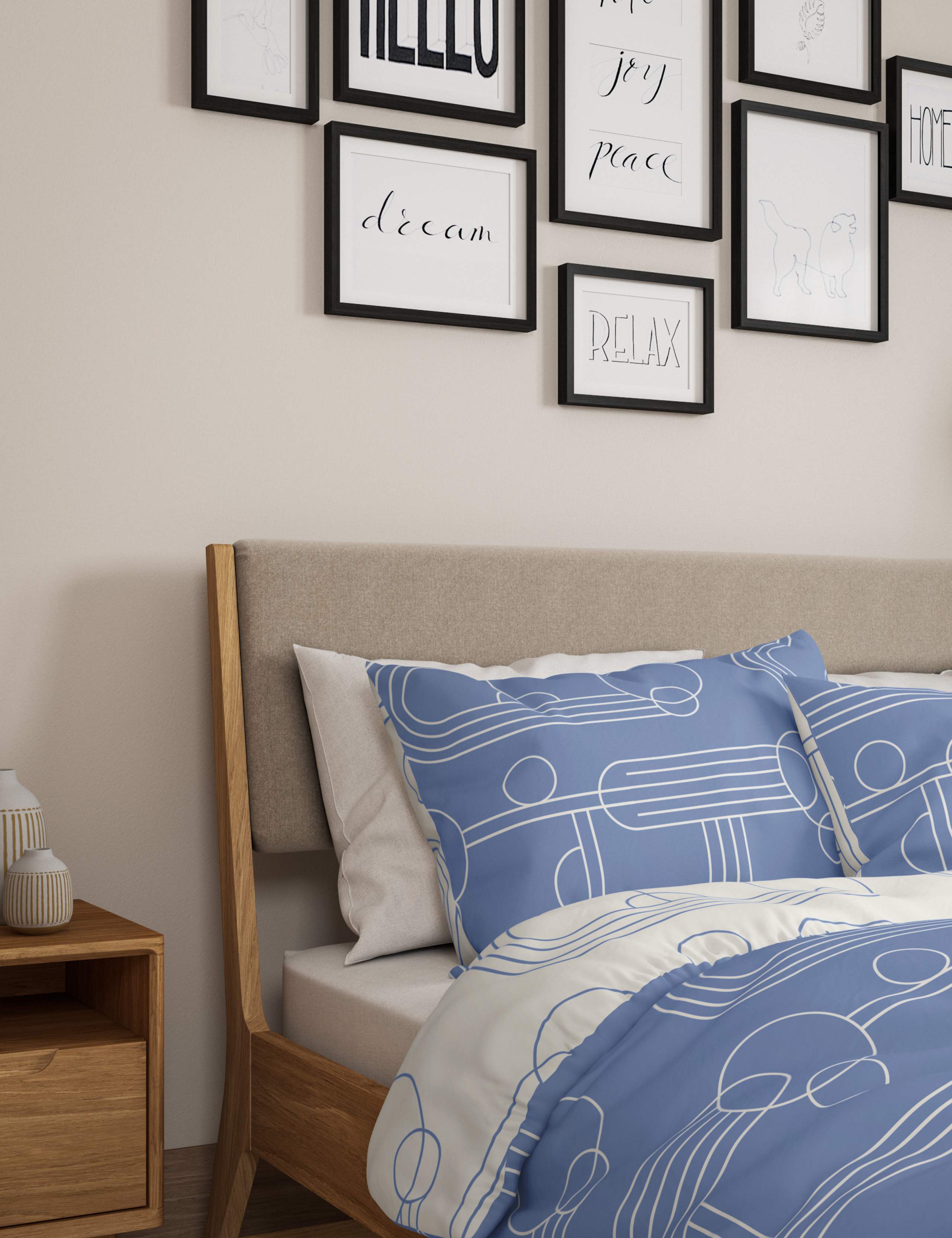 Cotton Mix Geometric Bedding Set 3 of 5