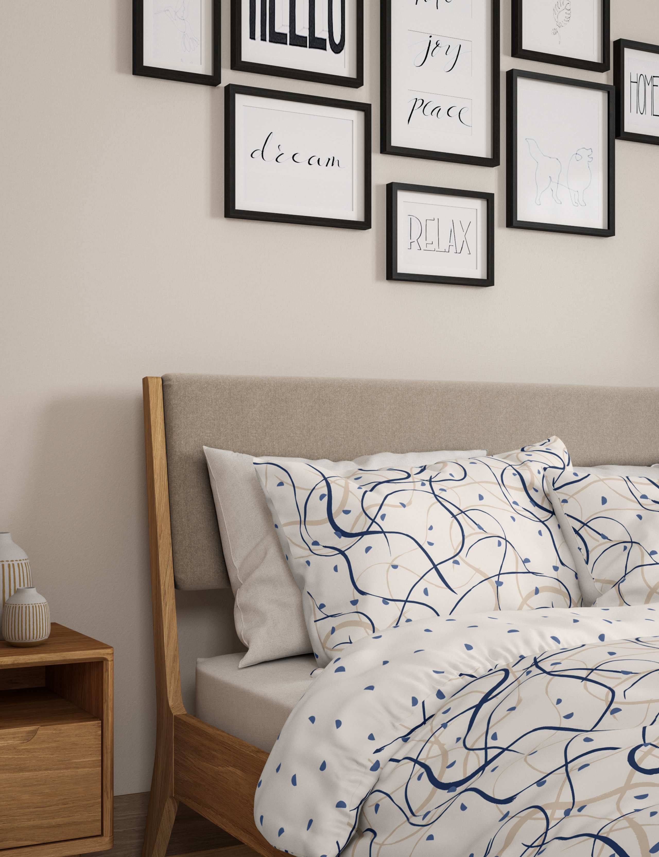Pure Cotton Drawn Lines Bedding Set 3 of 5