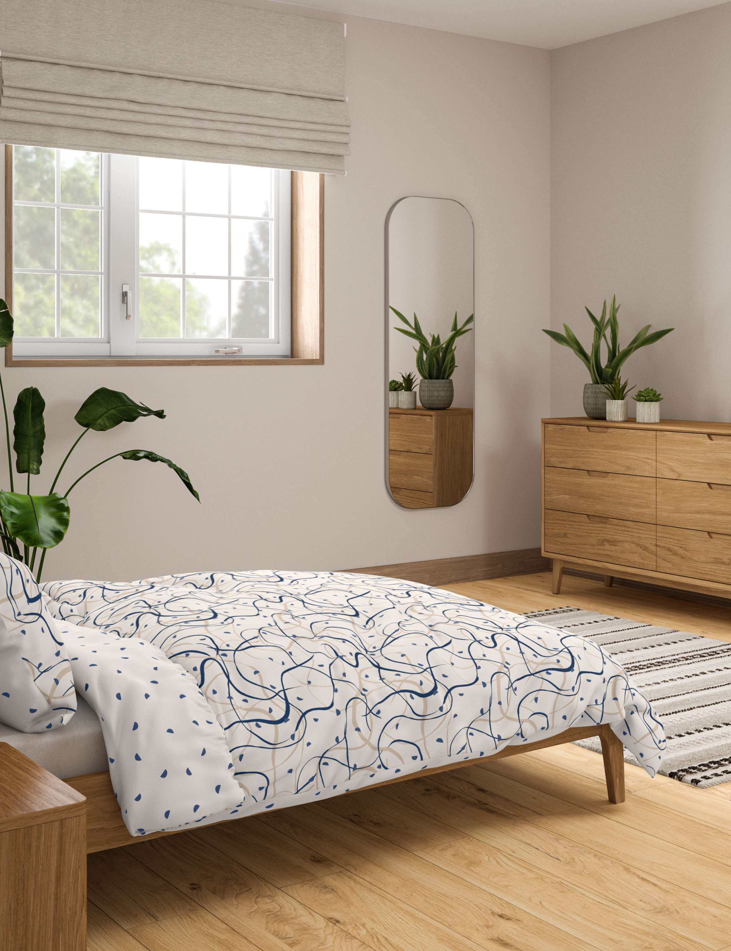 Pure Cotton Drawn Lines Bedding Set 4 of 5