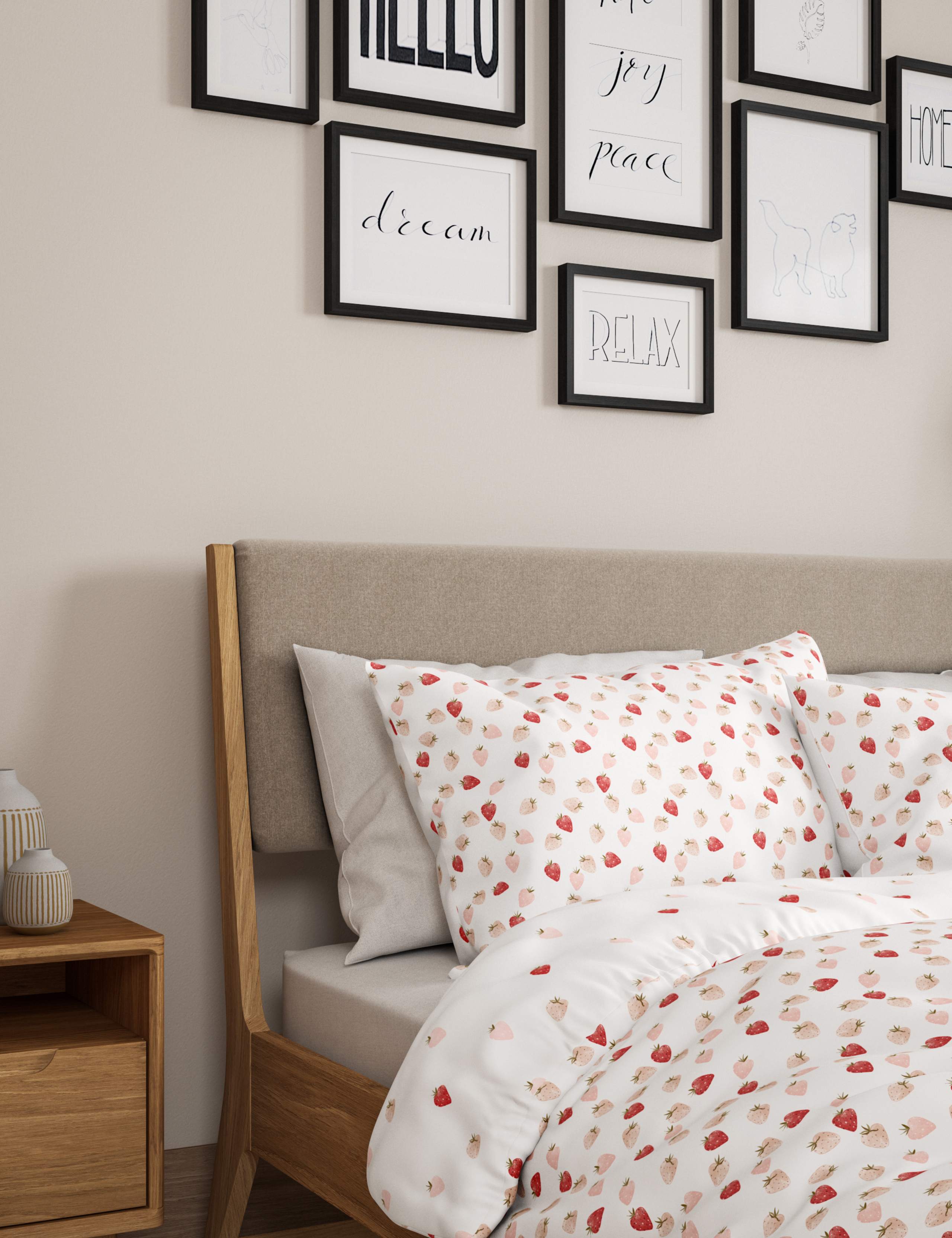 Pure Cotton Strawberry Bedding Set 3 of 5