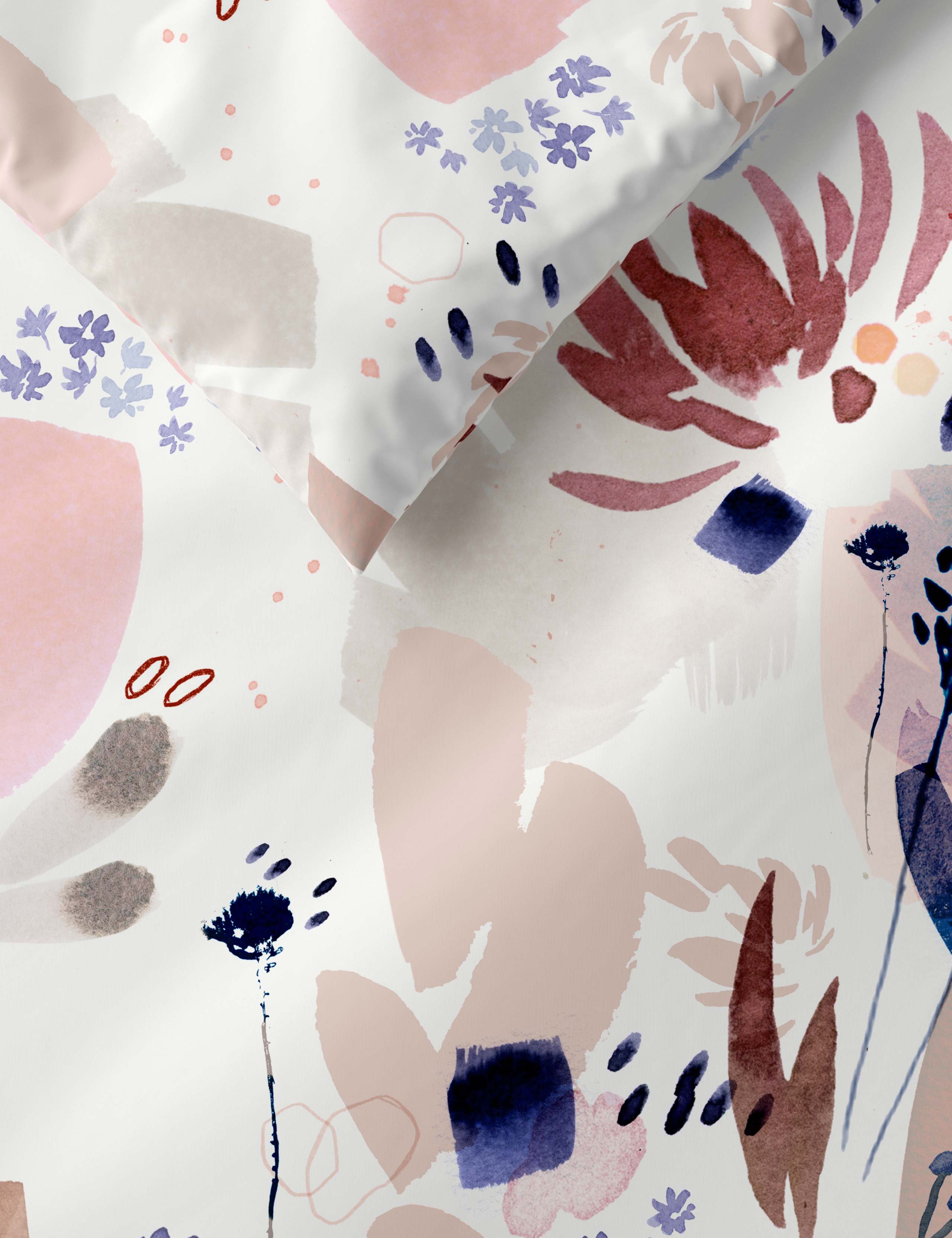 Pure Cotton Watercolour Floral Bedding Set 2 of 4