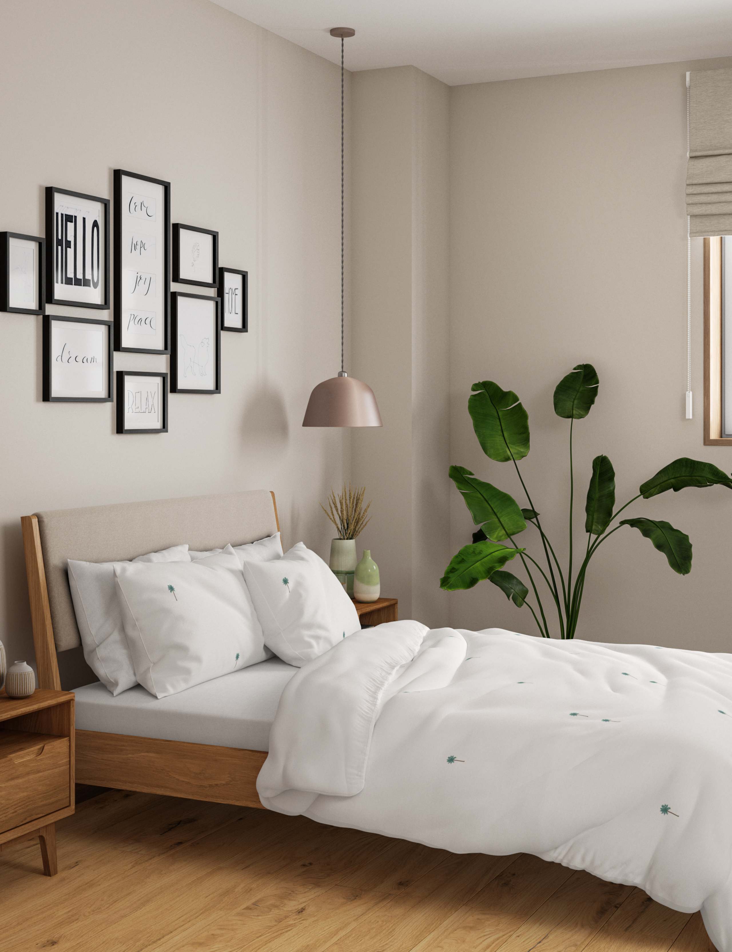 Pure Cotton Palm Embroidered Bedding Set 4 of 4