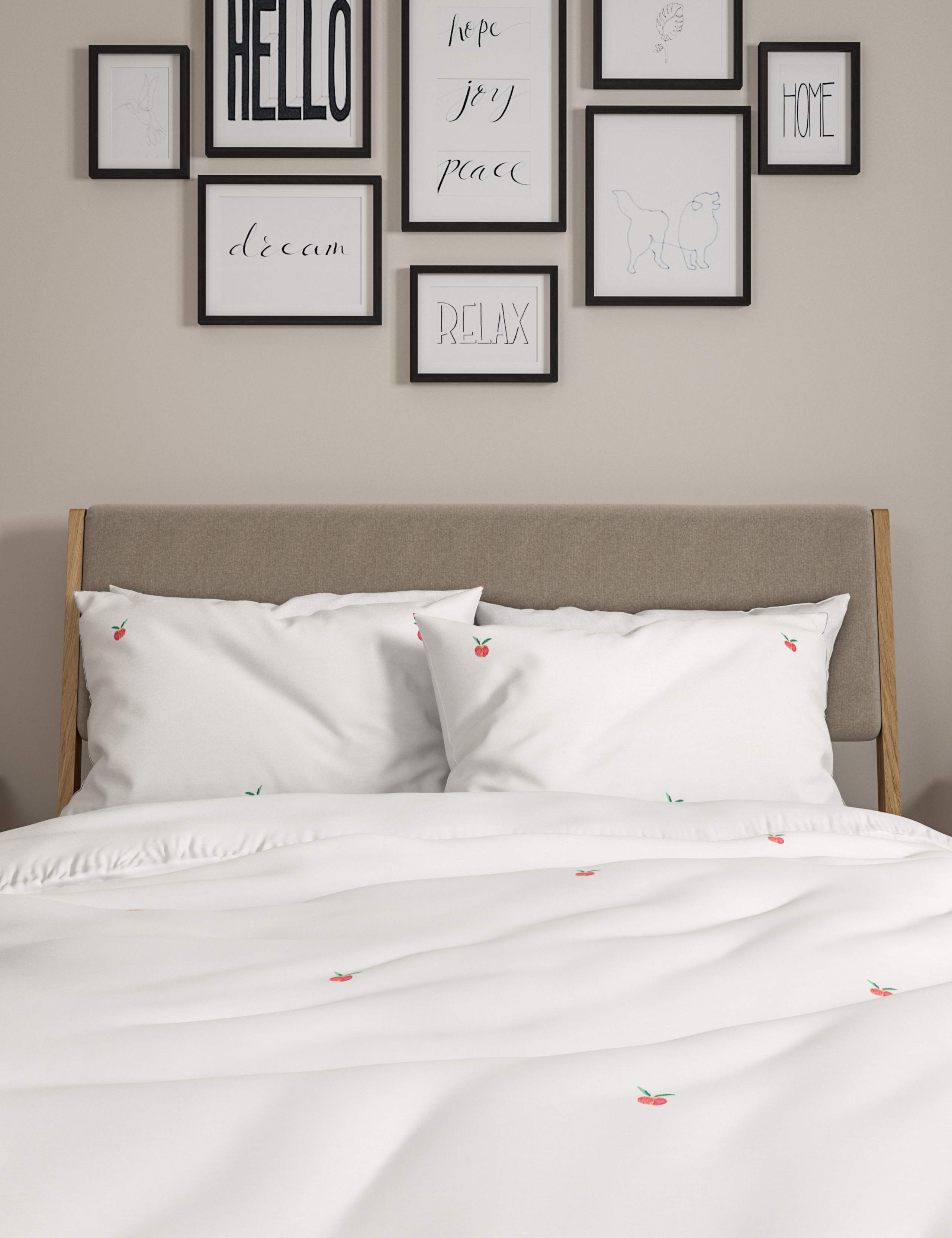 Pure Cotton Apple Embroidered Bedding Set 4 of 4