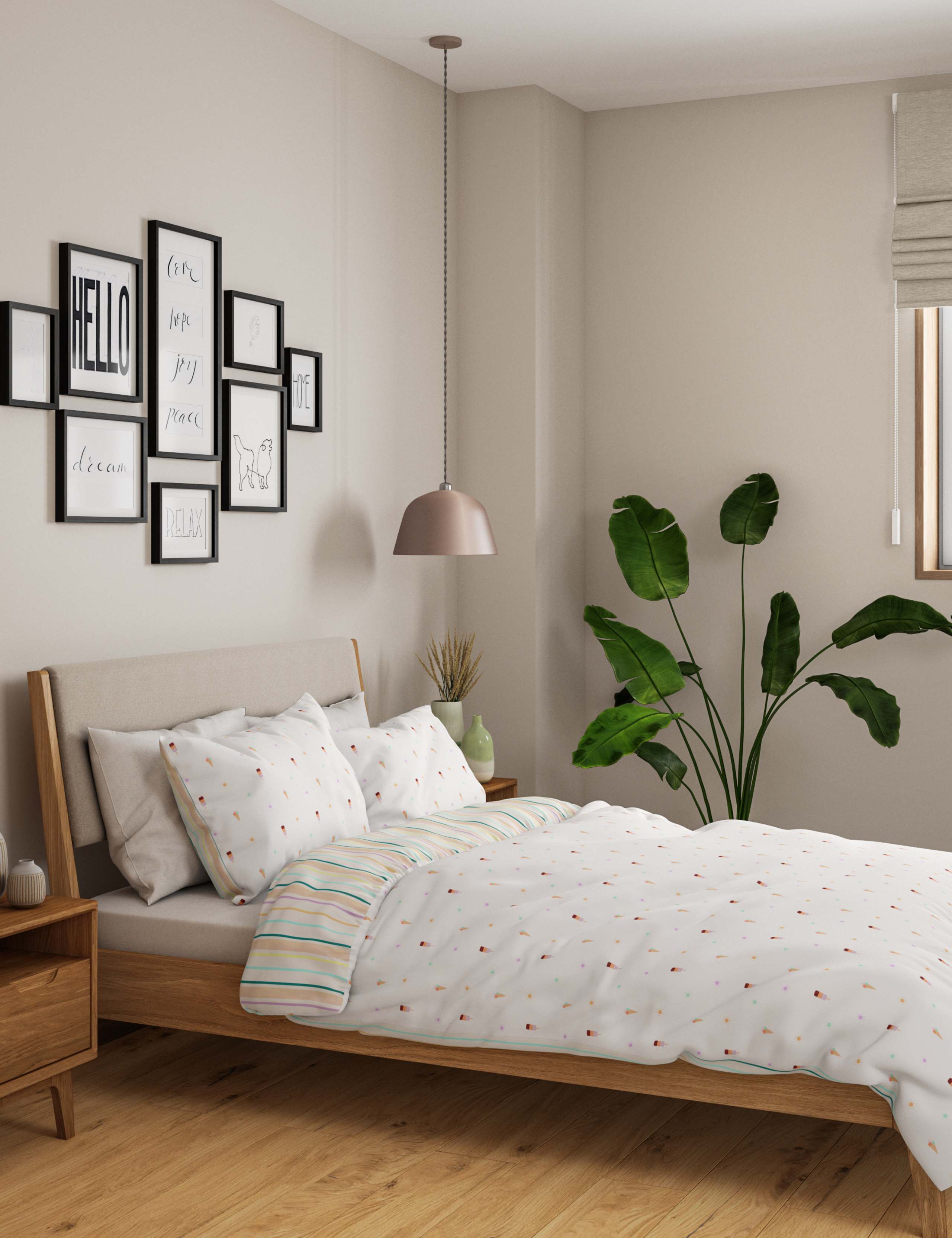 Cotton Mix Ice Cream Bedding Set 4 of 5