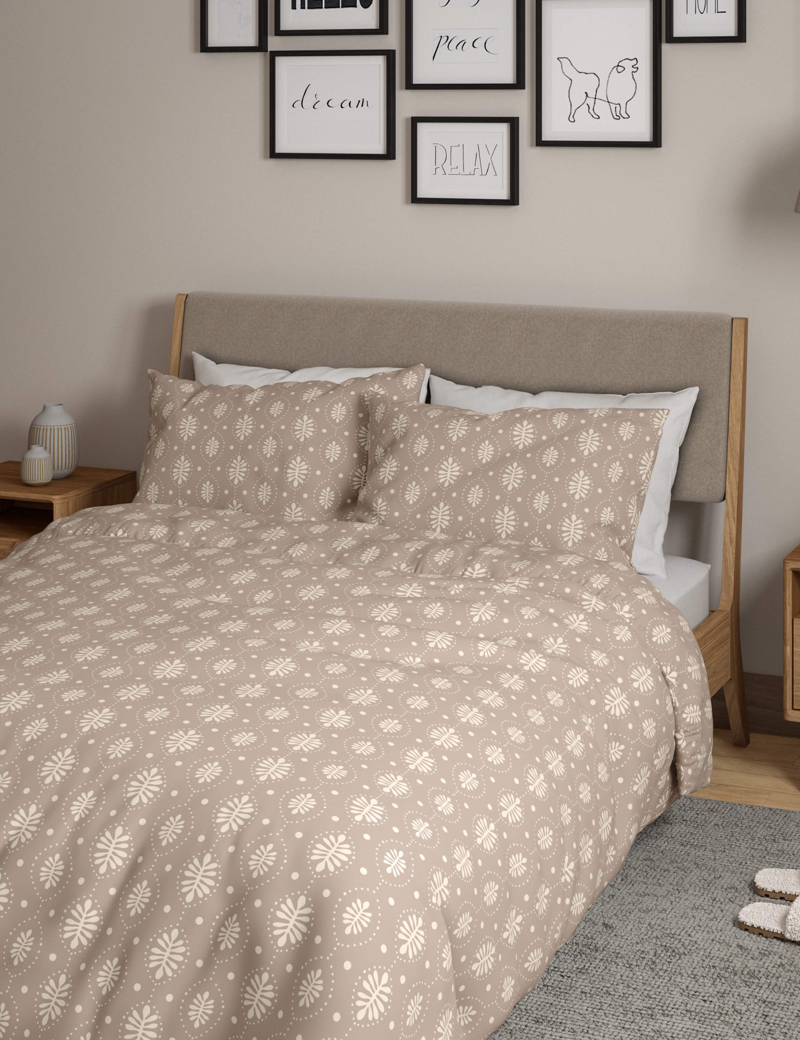 Cotton Mix Leaf Geometric Bedding Set 3 of 5