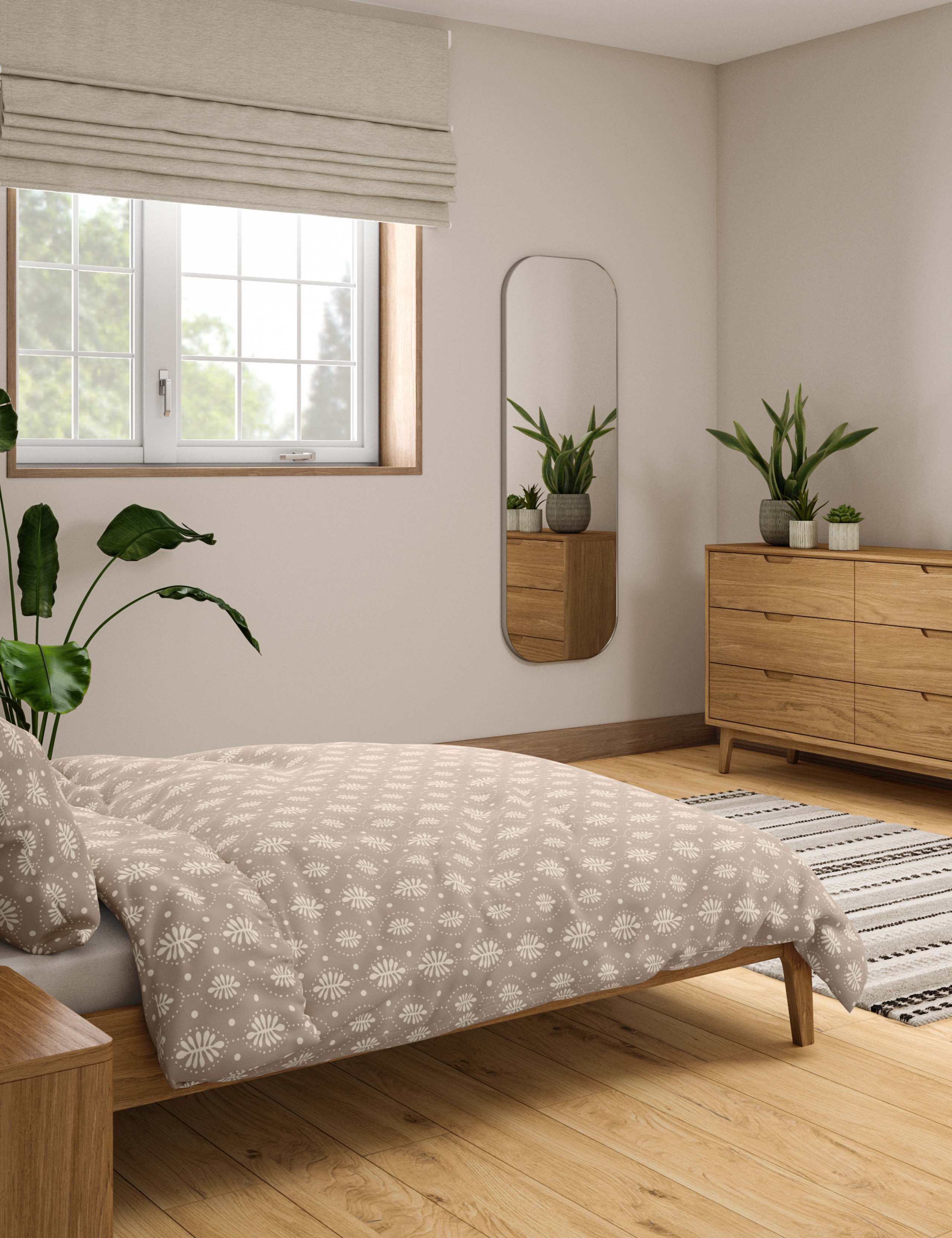 Cotton Mix Leaf Geometric Bedding Set 4 of 5