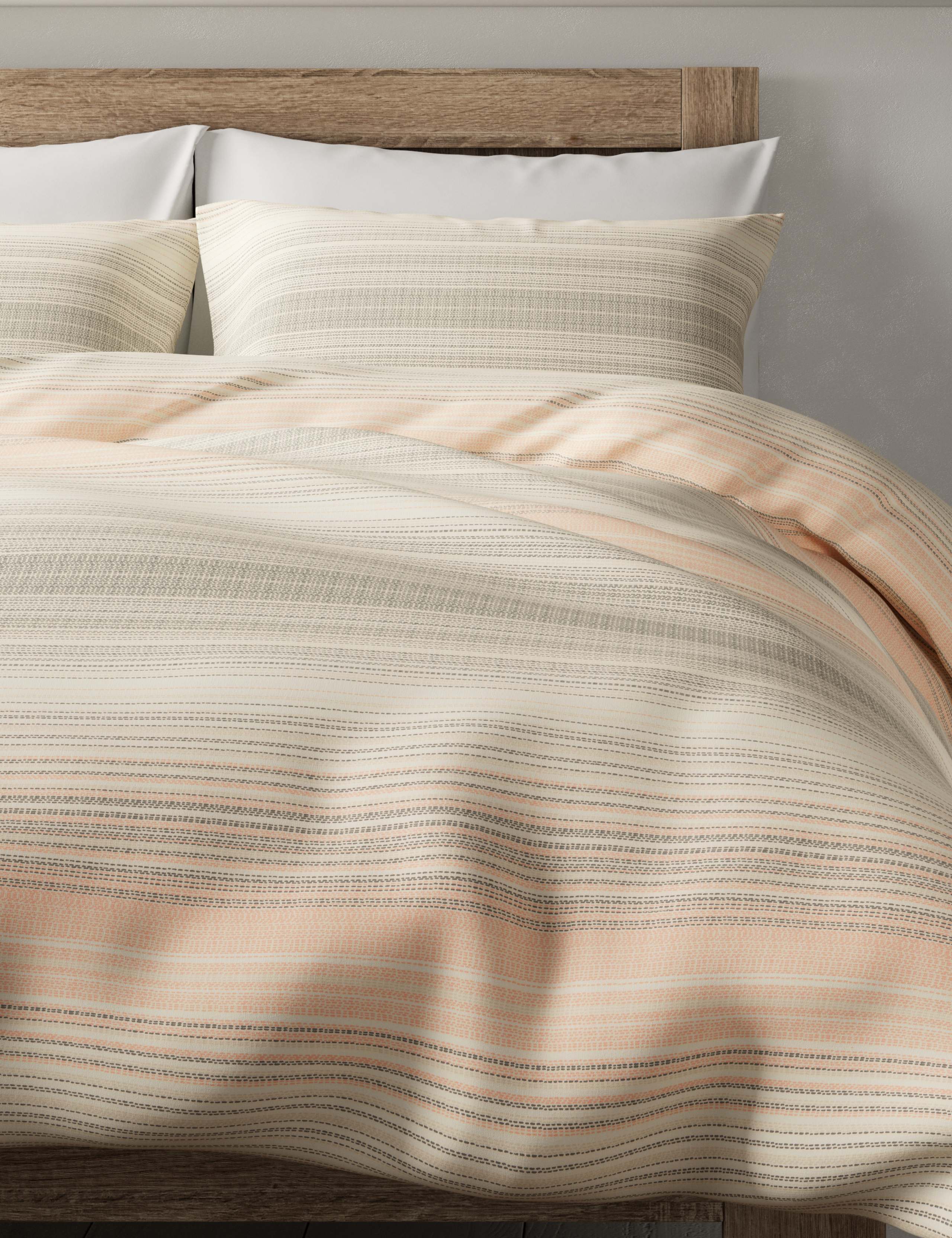 Brushed Cotton Striped Bedding Set 1 of 3