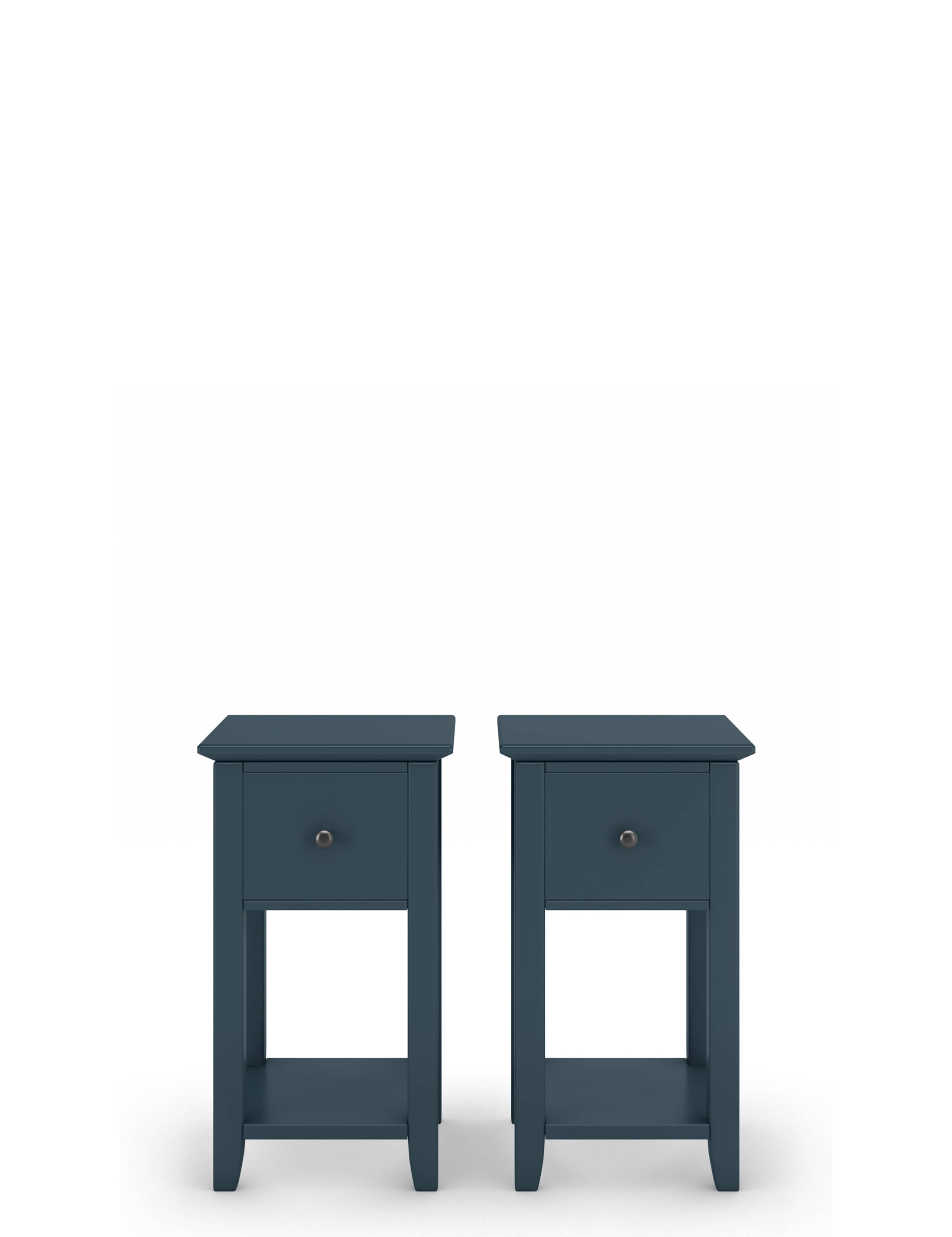 Set of 2 Hastings Mid-Blue Small Bedside Tables 2 of 6