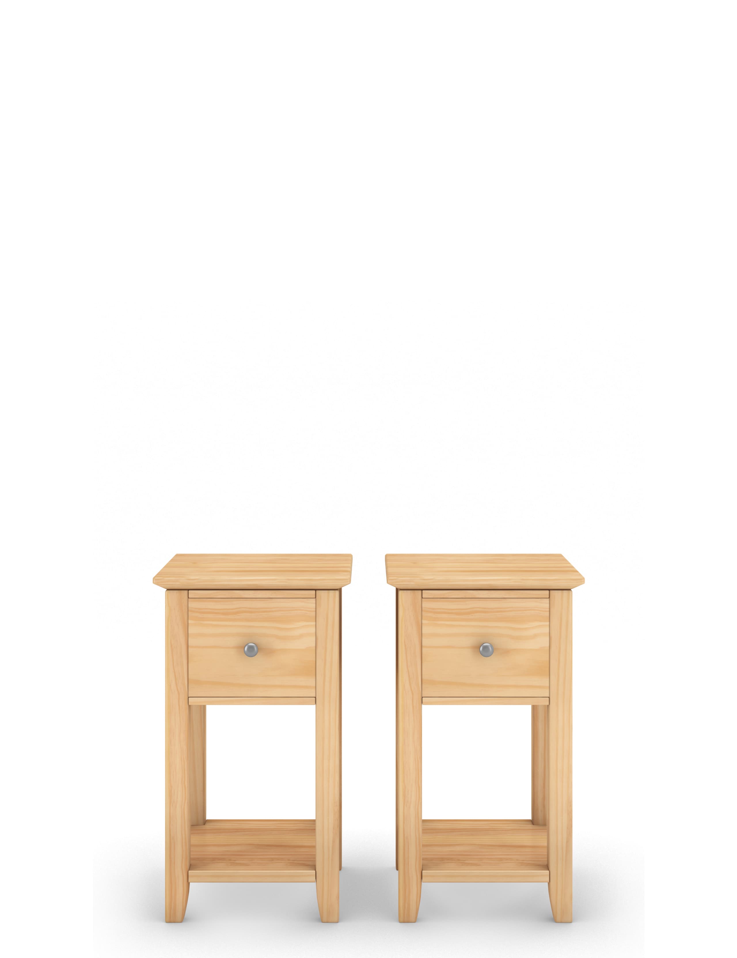 Set of 2 Hastings Light Natural Small Bedside Tables 1 of 9