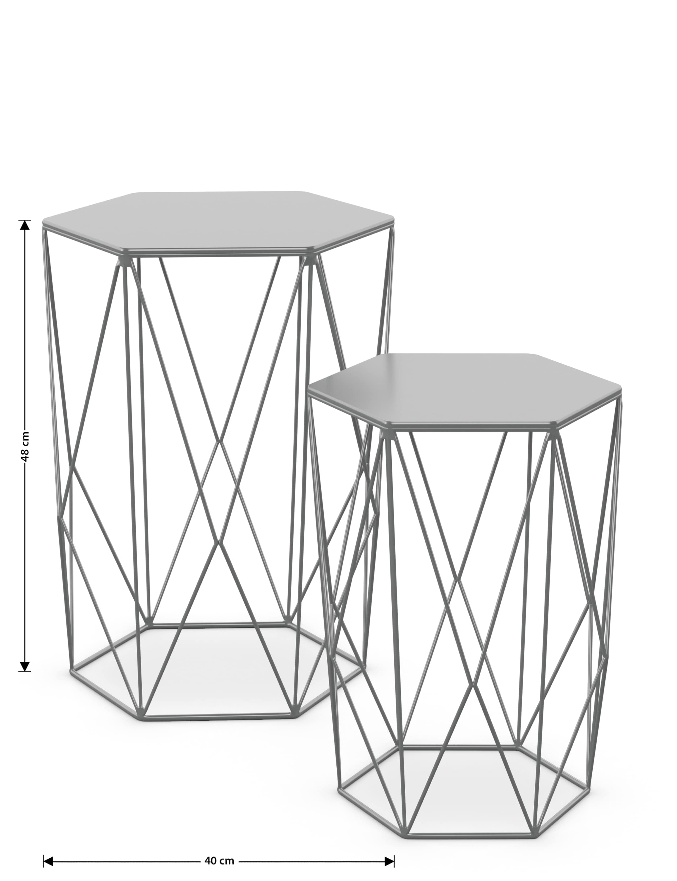 Wire Nest of Tables Grey 7 of 8