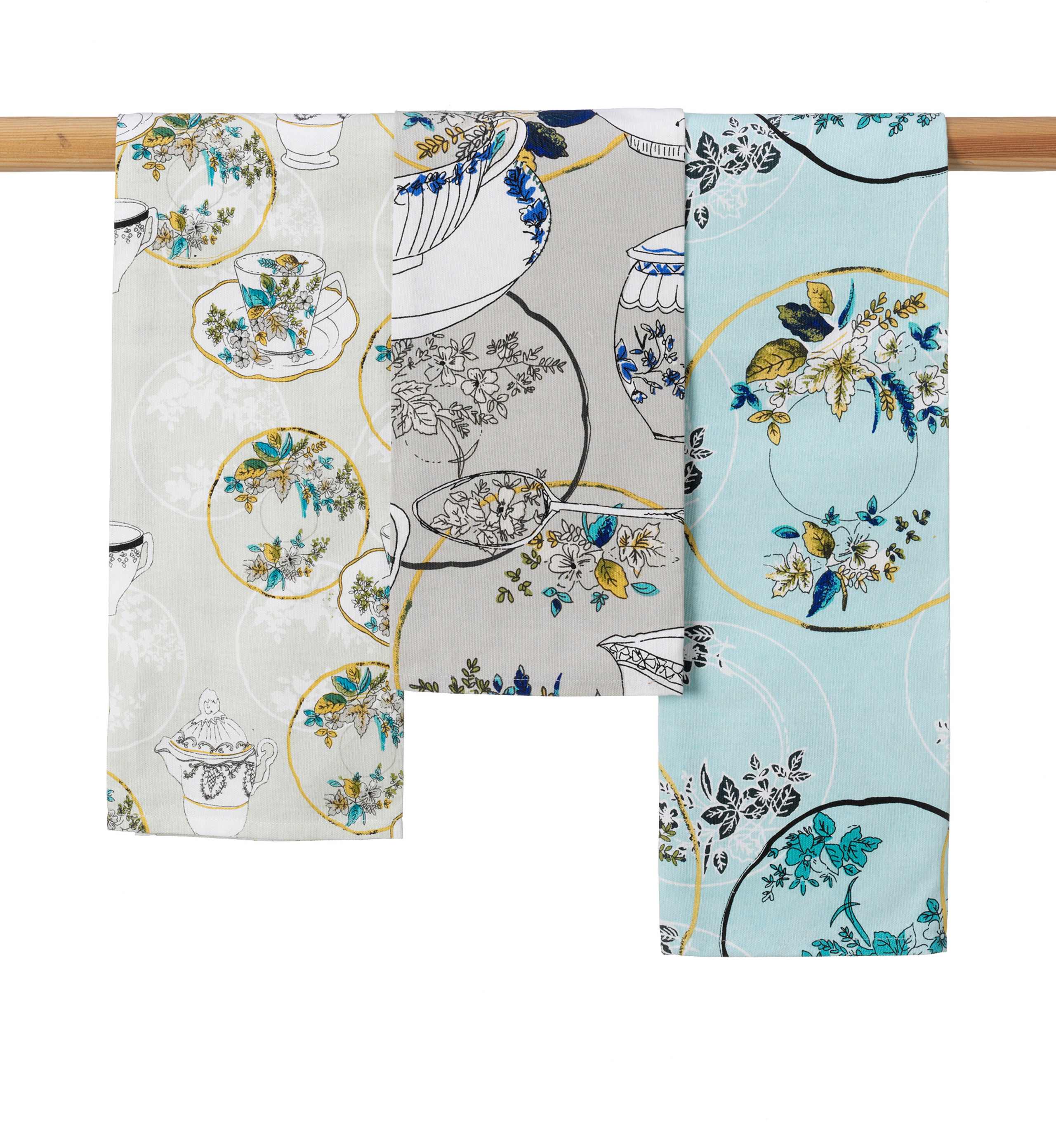 3 Pack Tea Cup Design Tea Towels 1 of 1