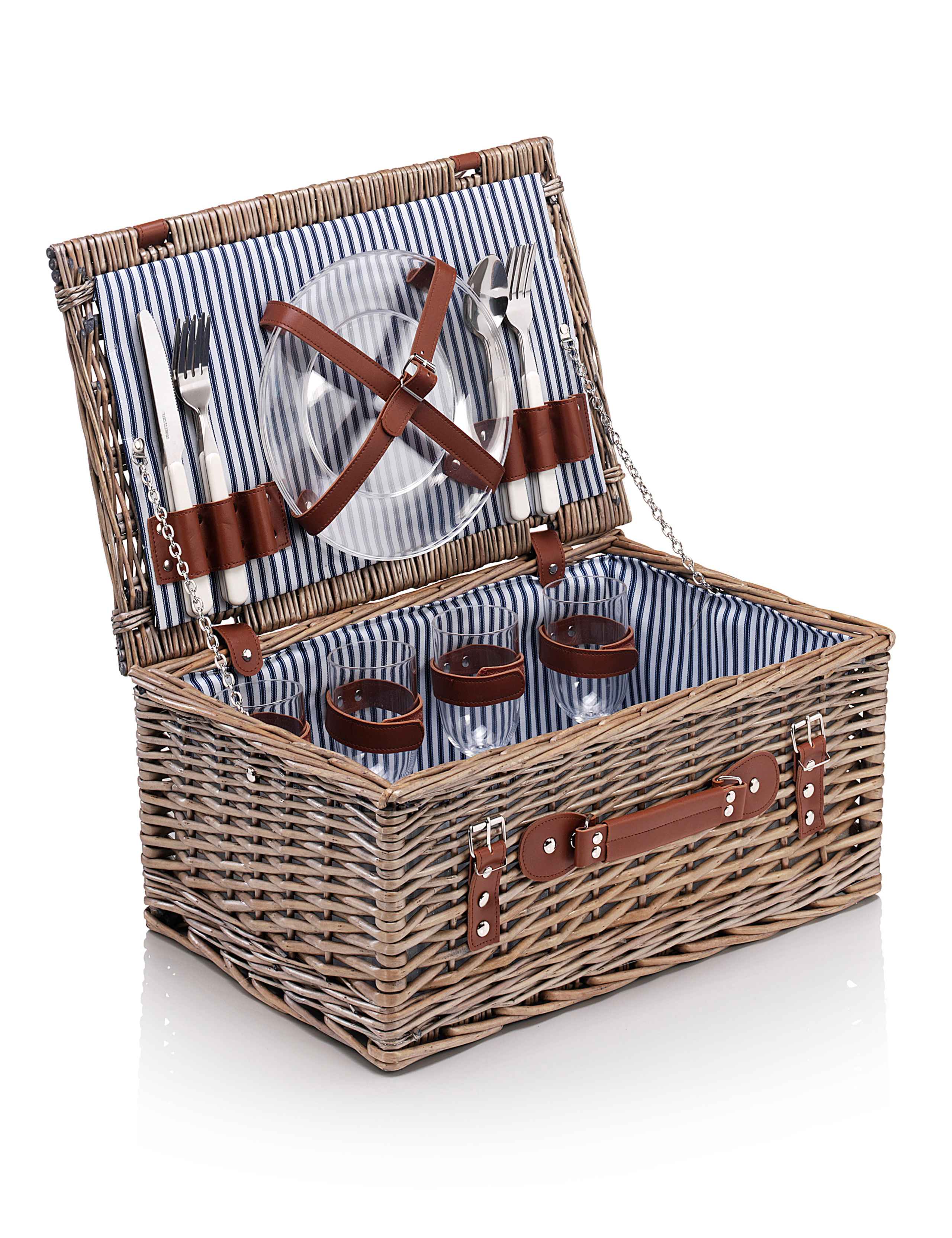 Wicker Picnic Basket with Cups, Plates & Cutlery 1 of 3