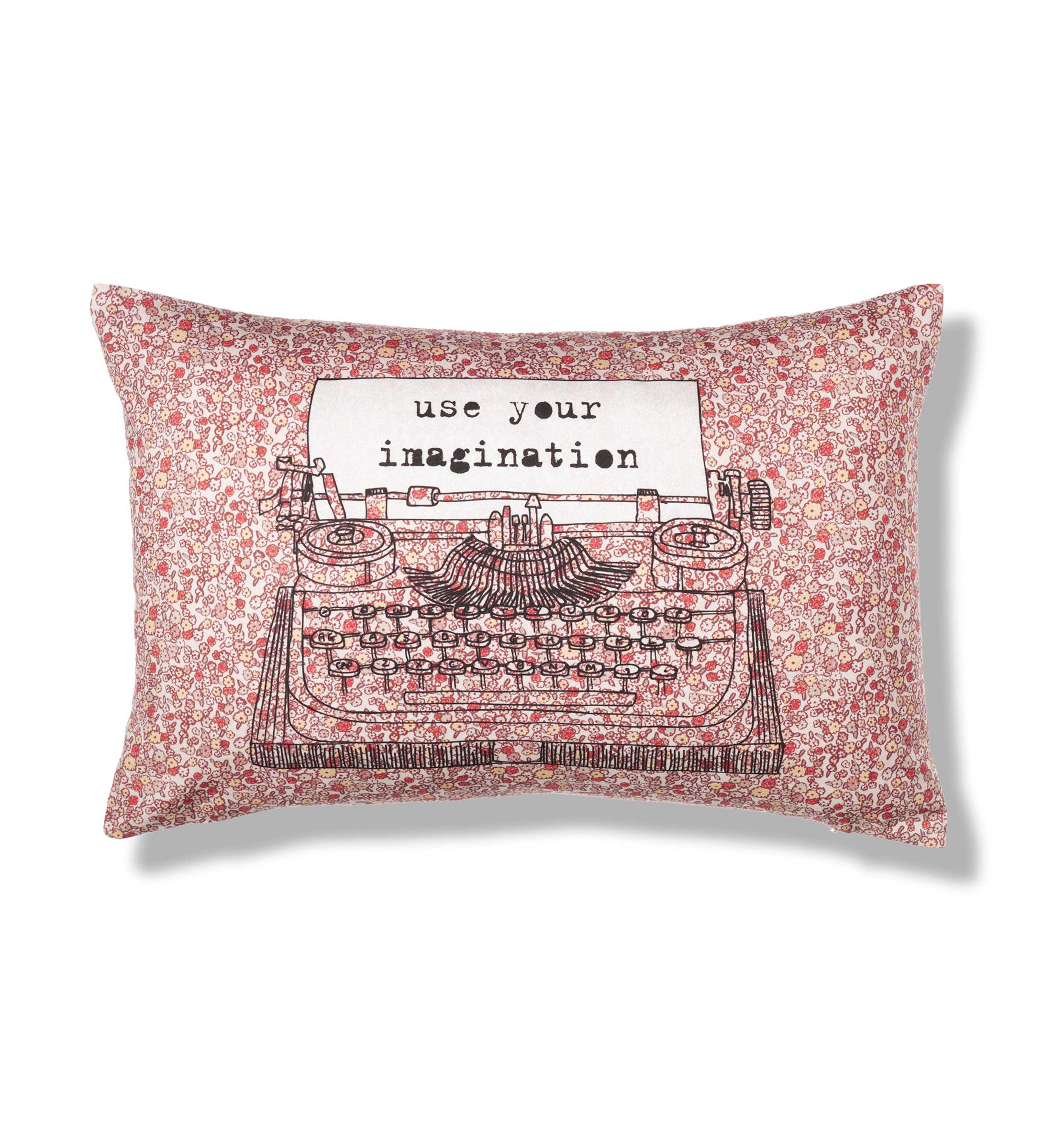 Floral & Typewriter Print Cushion 1 of 2