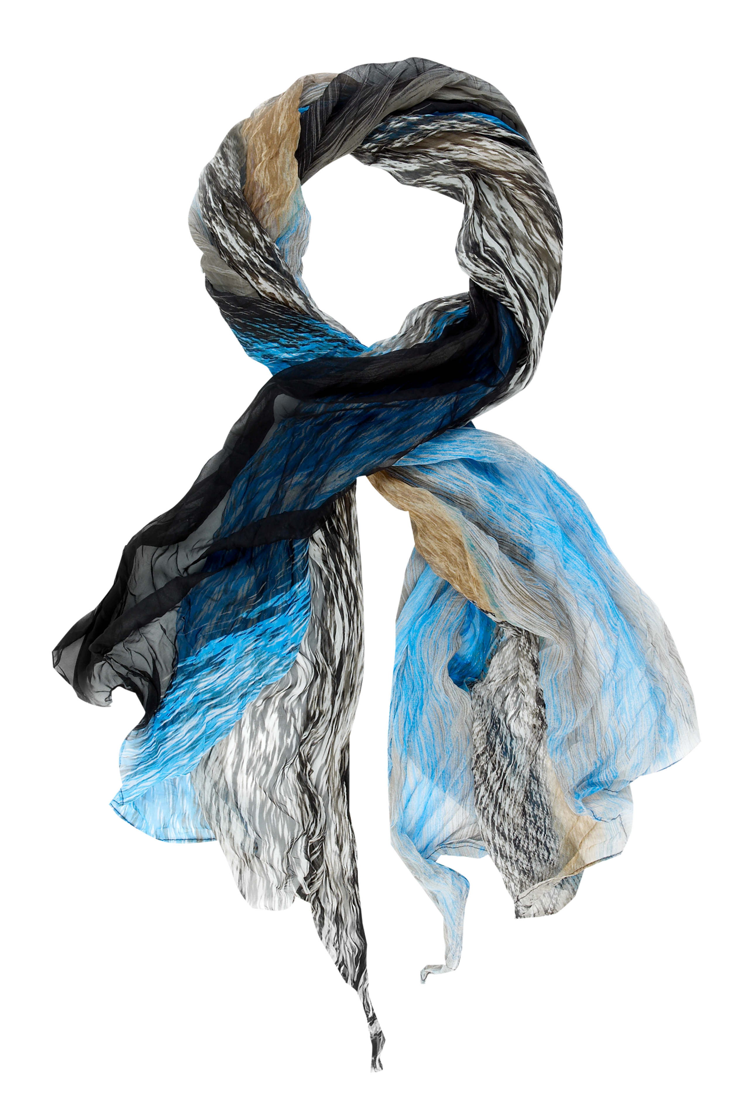 Pure Silk Lightweight Colour Block Print Scarf 2 of 3