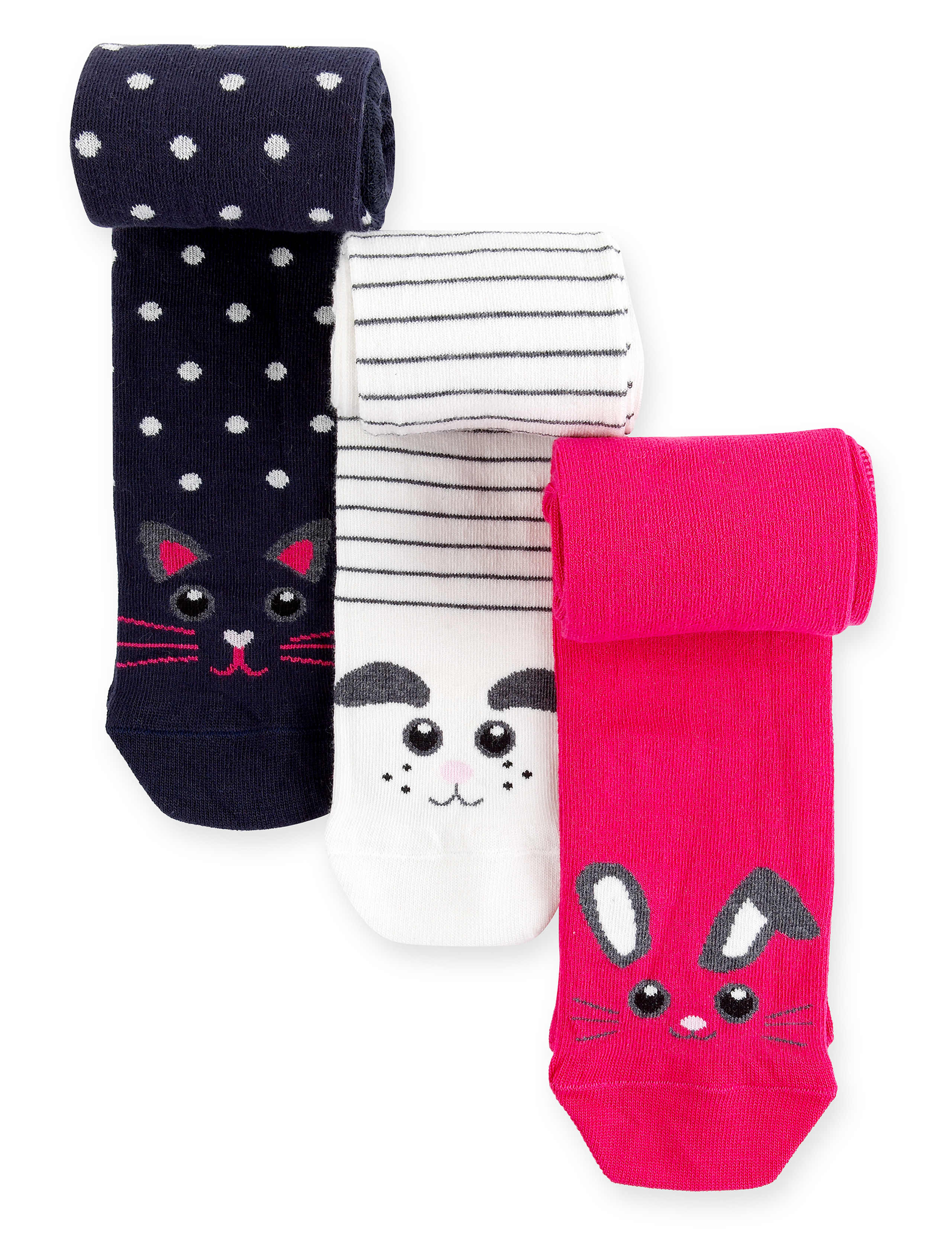 3 Pairs of Cotton Rich Assorted Tights 1 of 2