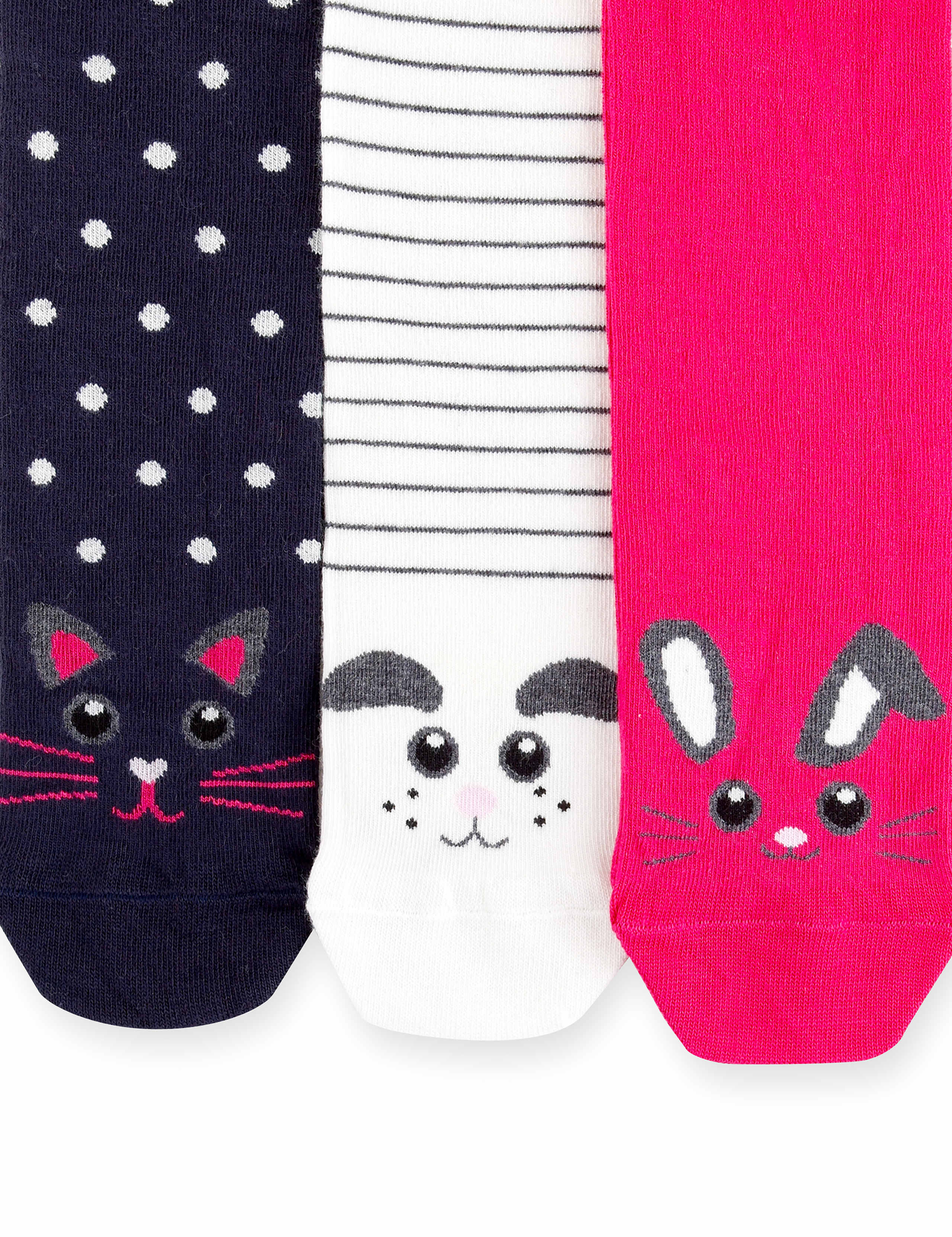 3 Pairs of Cotton Rich Assorted Tights 2 of 2