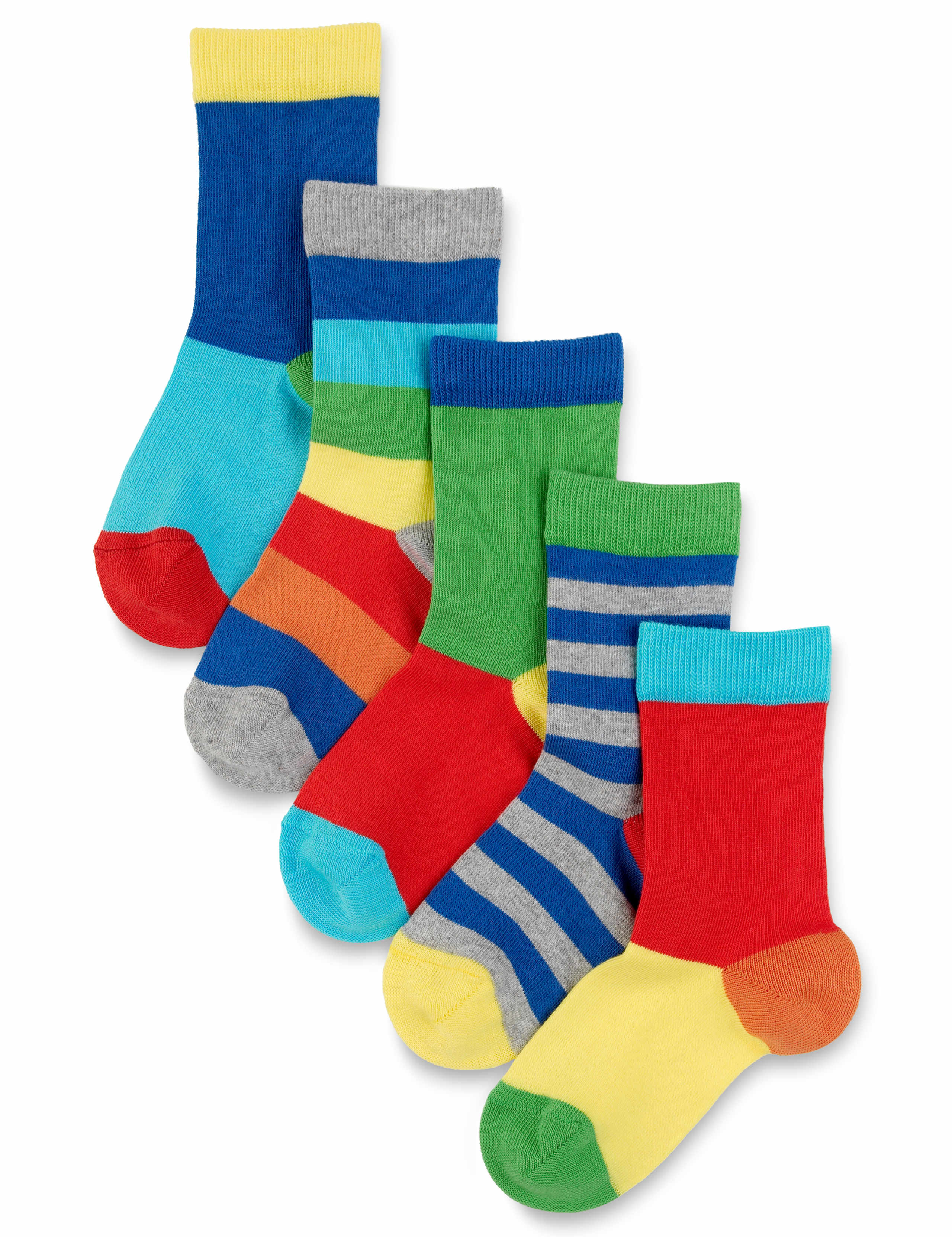 5 Pairs of Cotton Rich Rainbow Striped Socks 1 of 3