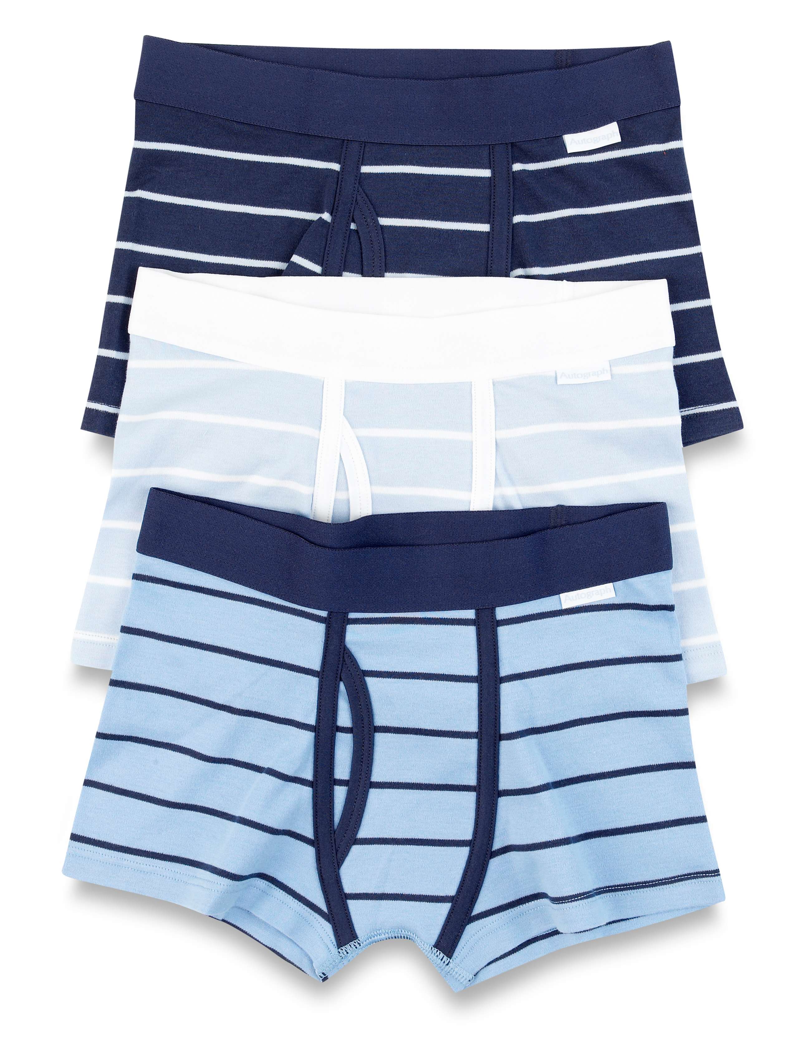 3 Pack Autograph Pure Cotton Striped Trunks 1 of 2
