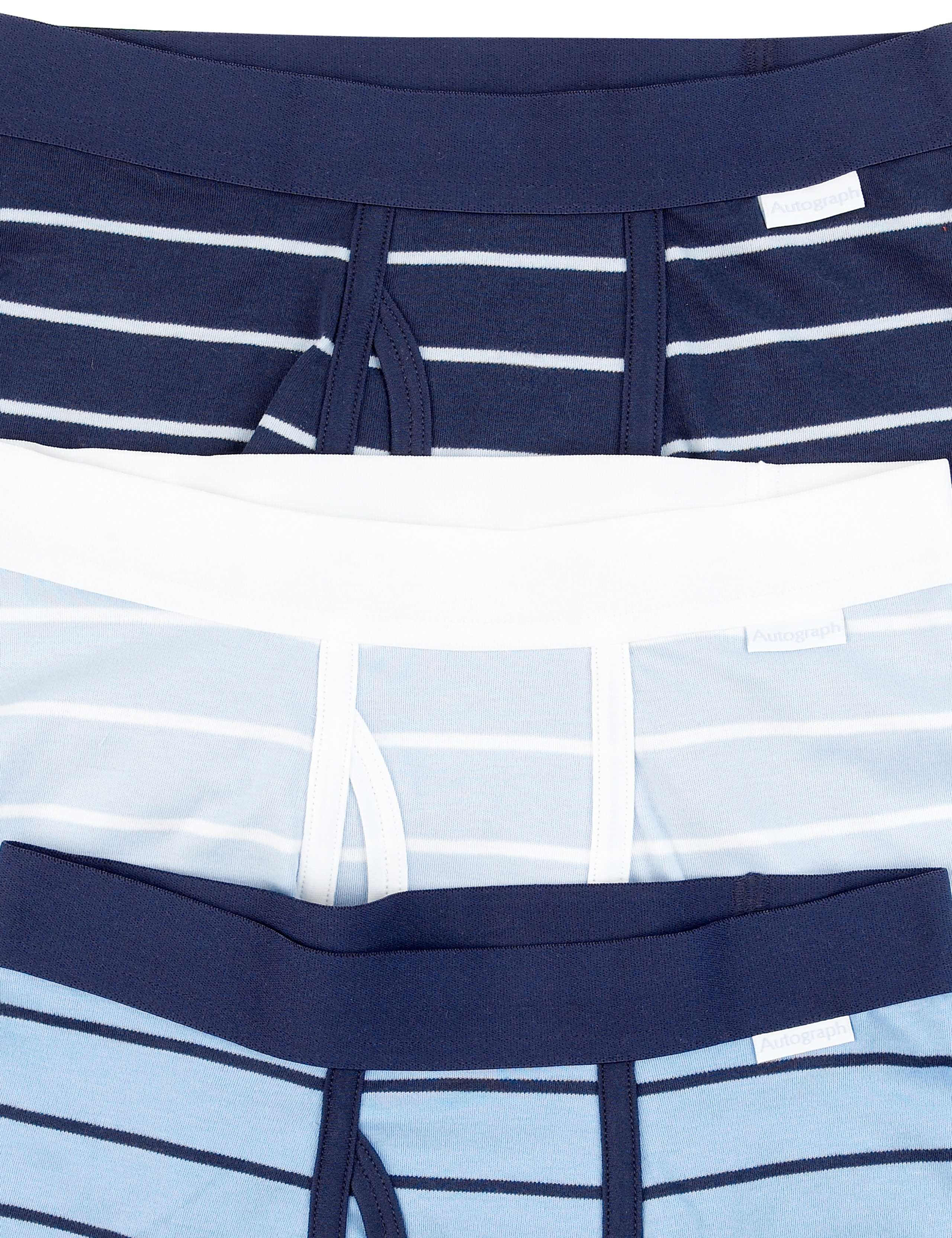 3 Pack Autograph Pure Cotton Striped Trunks 2 of 2