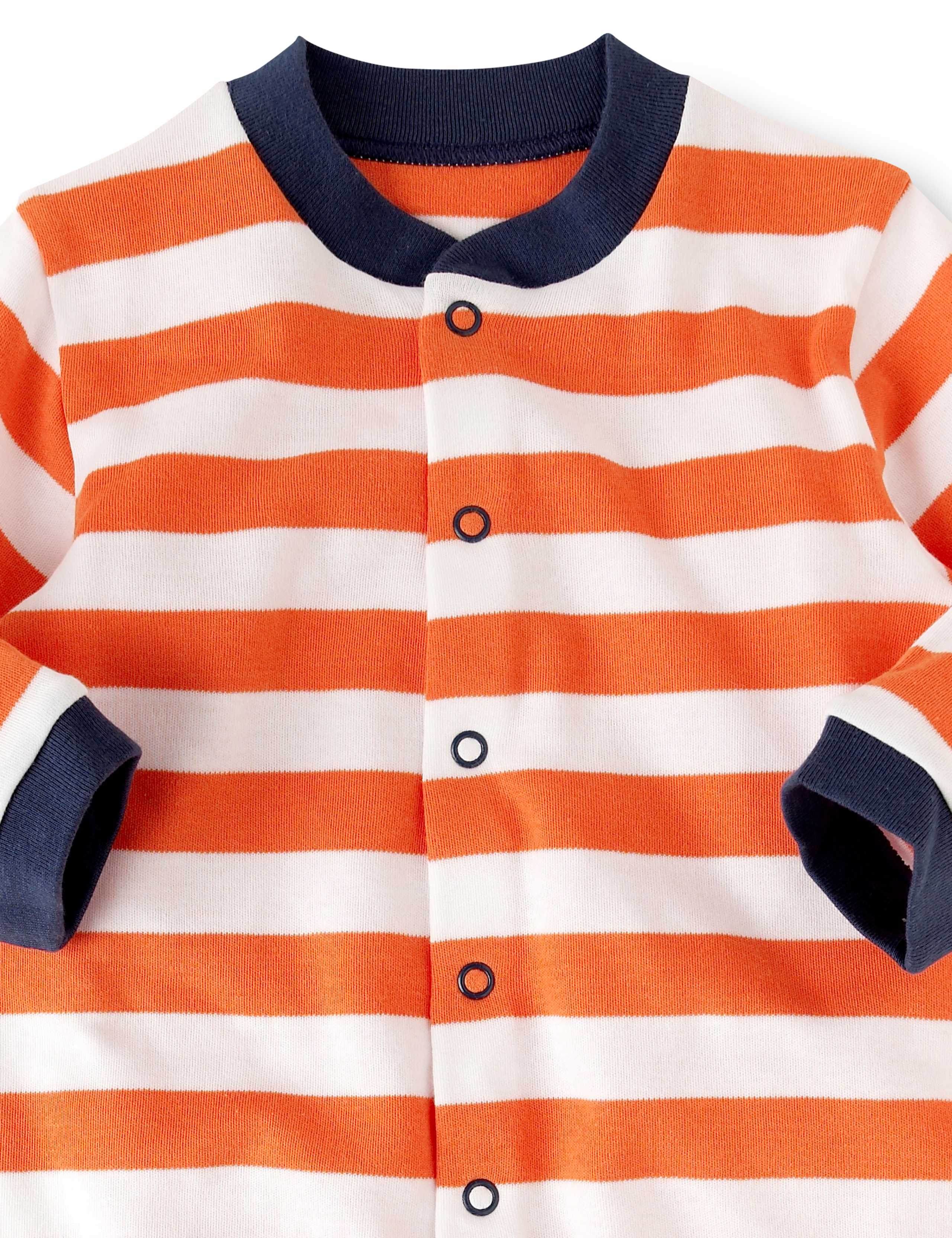 3 Pack Pure Cotton Striped Sleepsuits 2 of 4