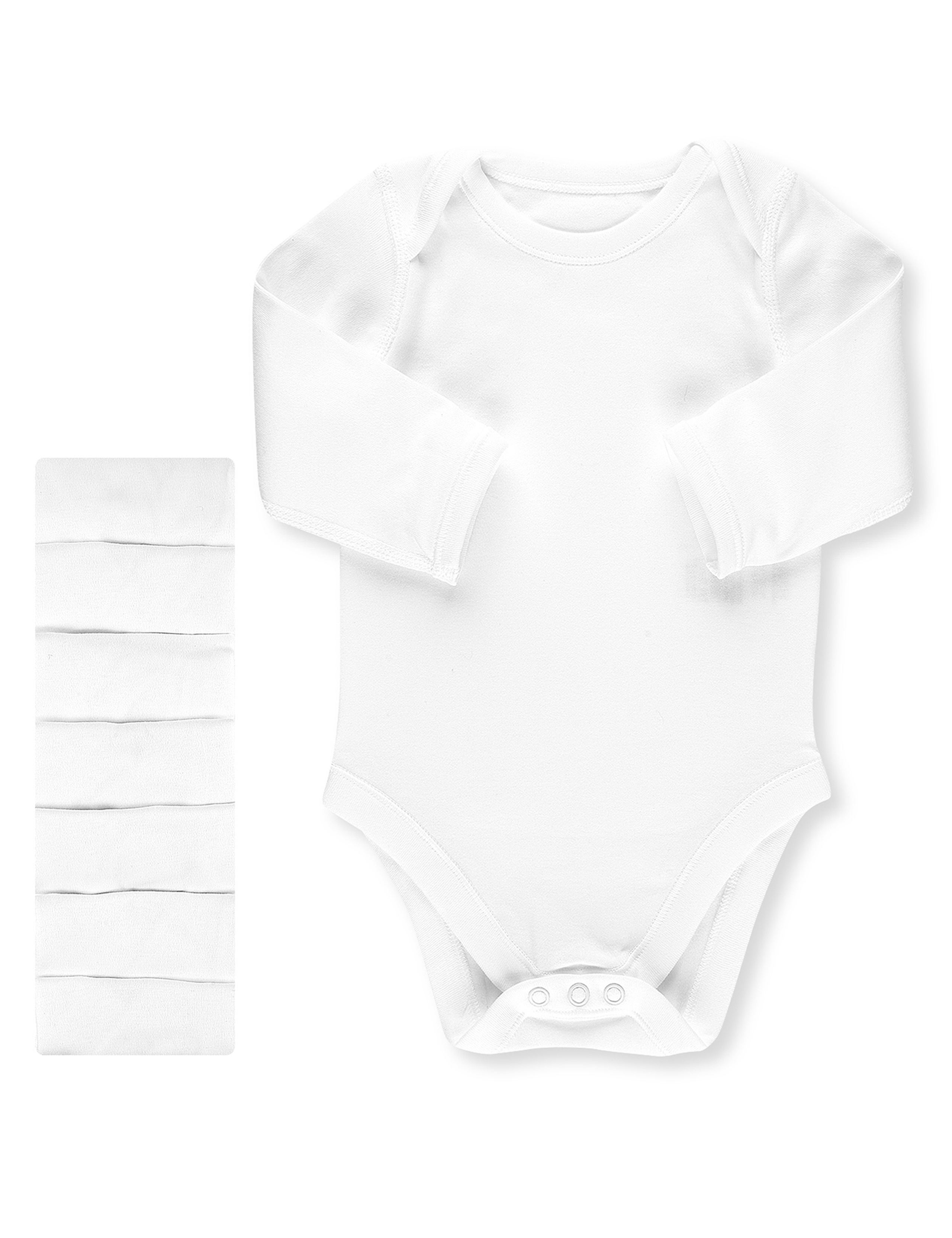 7 Pack Pure Cotton Long Sleeve Bodysuits 1 of 2