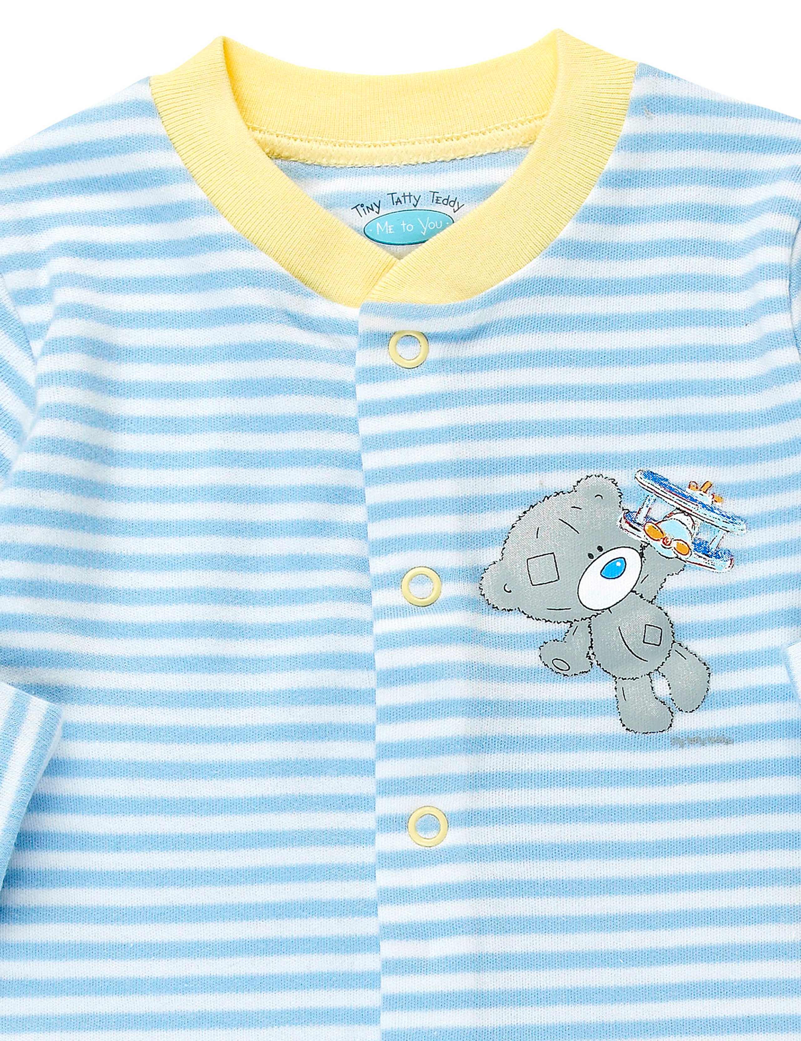 3 Pack Pure Cotton Tatty Teddy Assorted Sleepsuits 2 of 2